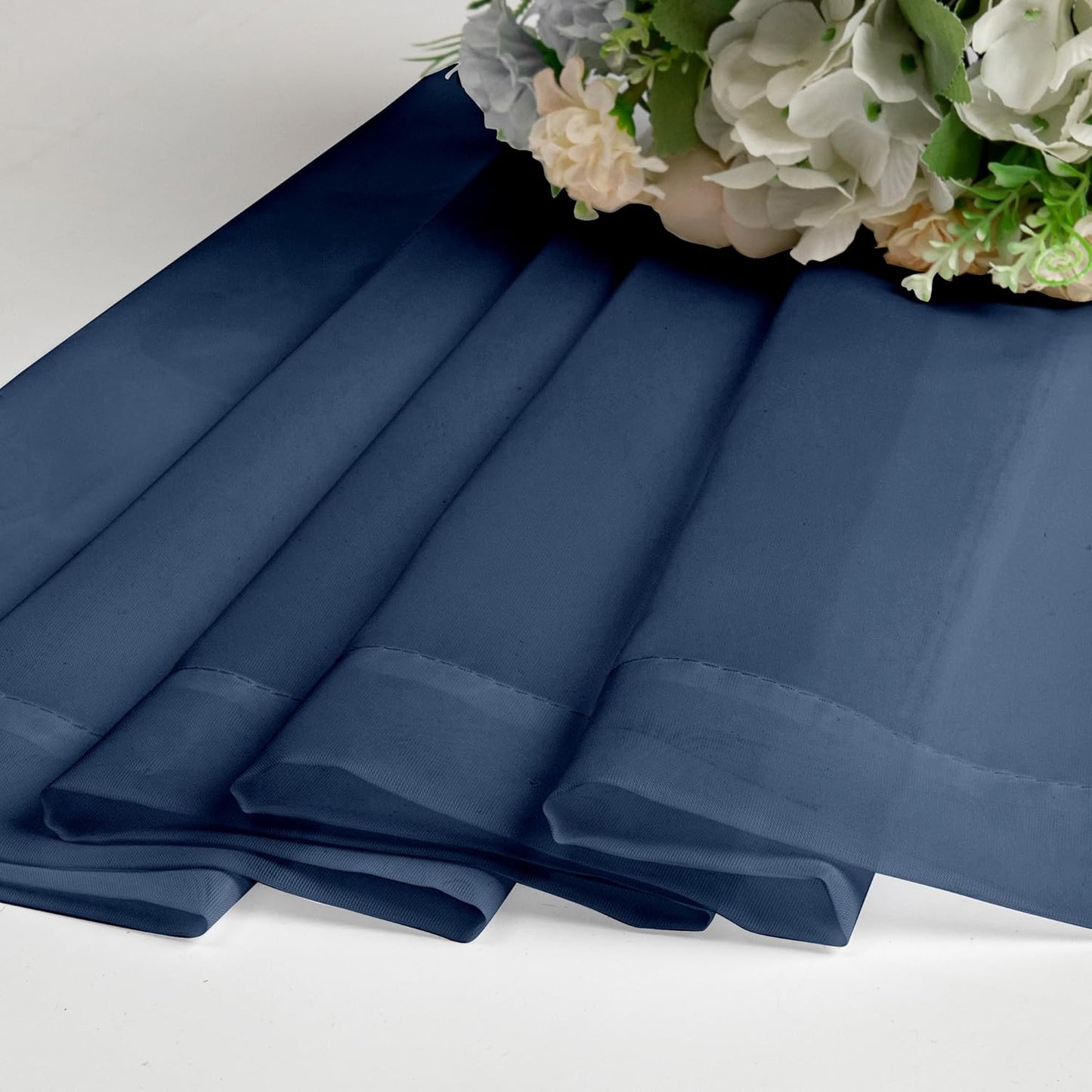 Chyhomenyc Sheer Navy Blue Curtains 90 inches Long 2 Panels, Light Filtering Soft Airy Solid Elegant Voile Window Treatment Drapes for Bedroom Living Room Wedding Party Decor, 42 Wx90 L Inches