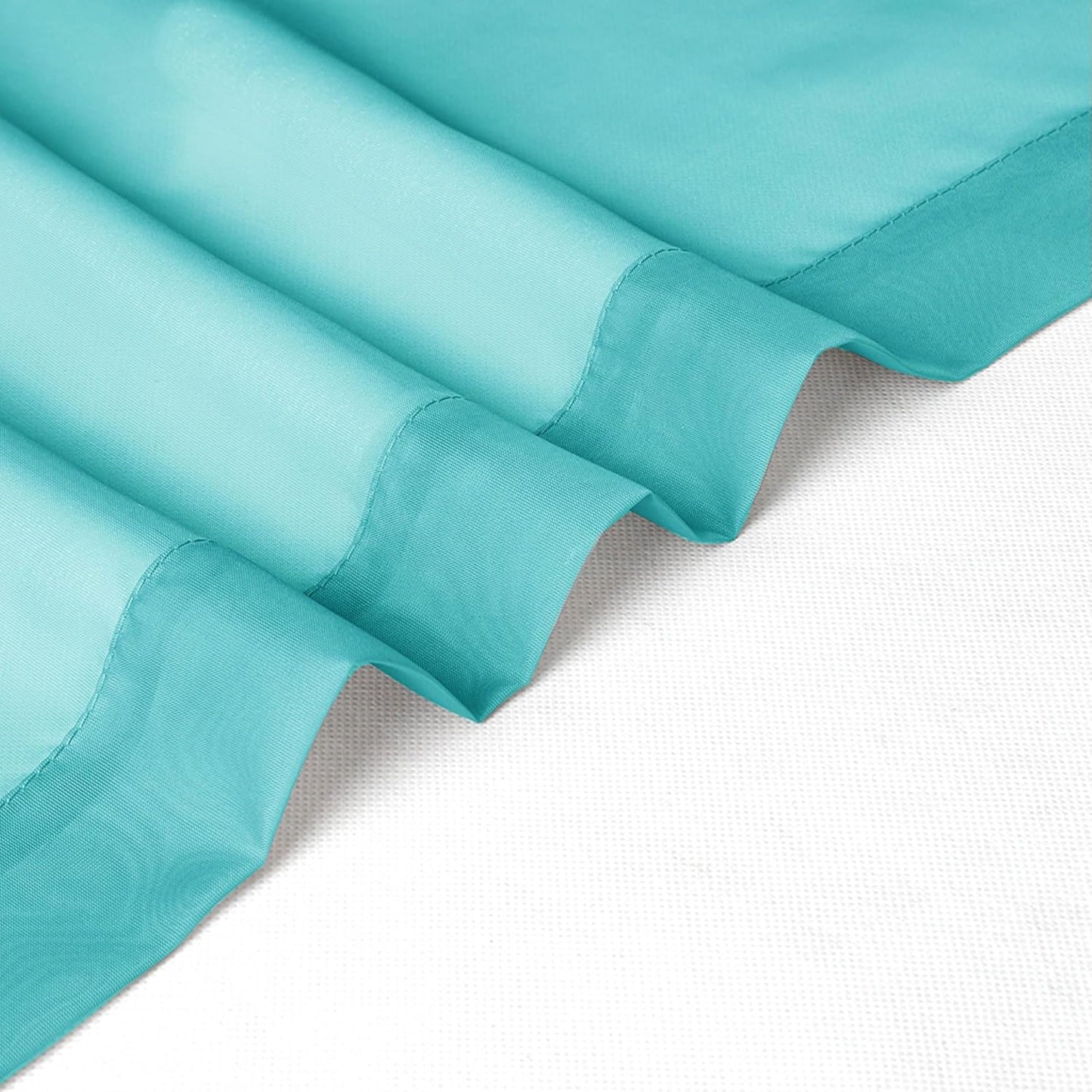 Chyhomenyc Turquoise Sheer Curtains 63 Inch Length 2 Panels, Light Filtering Airy Rod Pocket Window Curtain Treatment Drapes for Bedroom Living, Each 42Wx63L Inches