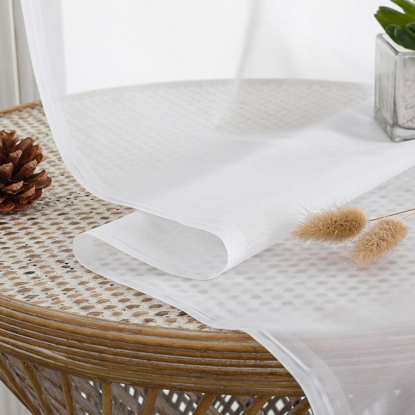 Chyhomenyc White Sheer Curtains 84 Inches Long 2 Panels, Light Filtering White Curtains for Living Room, Soft Gentle Voile Rod Pocket Bedroom Window Drapes, 59Wx84L Inch, 2PCS