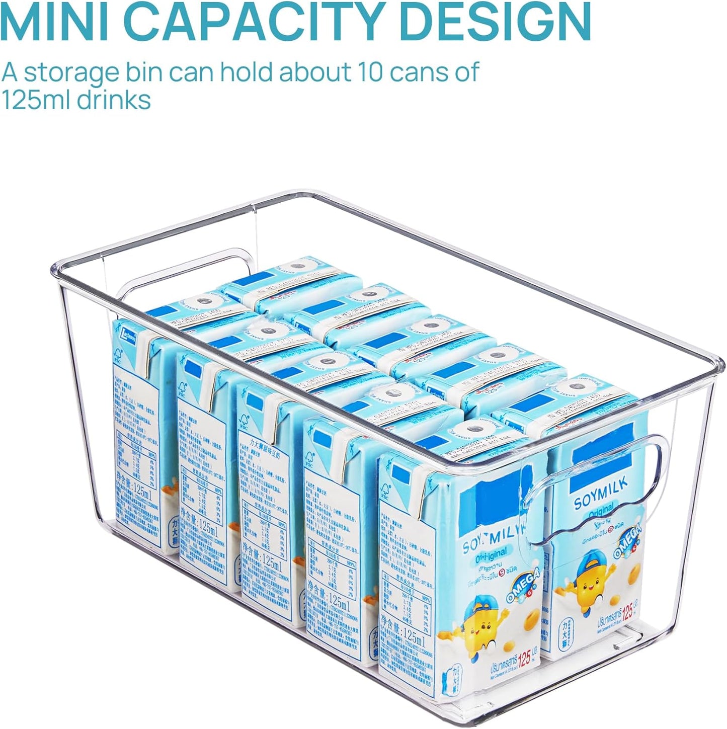 Vtopmart Clear Plastic Pantry Organizer Bins, 6 PCS Food Storage Bins with Handle for Refrigerator, Fridge, Cabinet, Kitchen, Countertops, Cupboard, Freezer Organization and Storage, BPA Free, Small