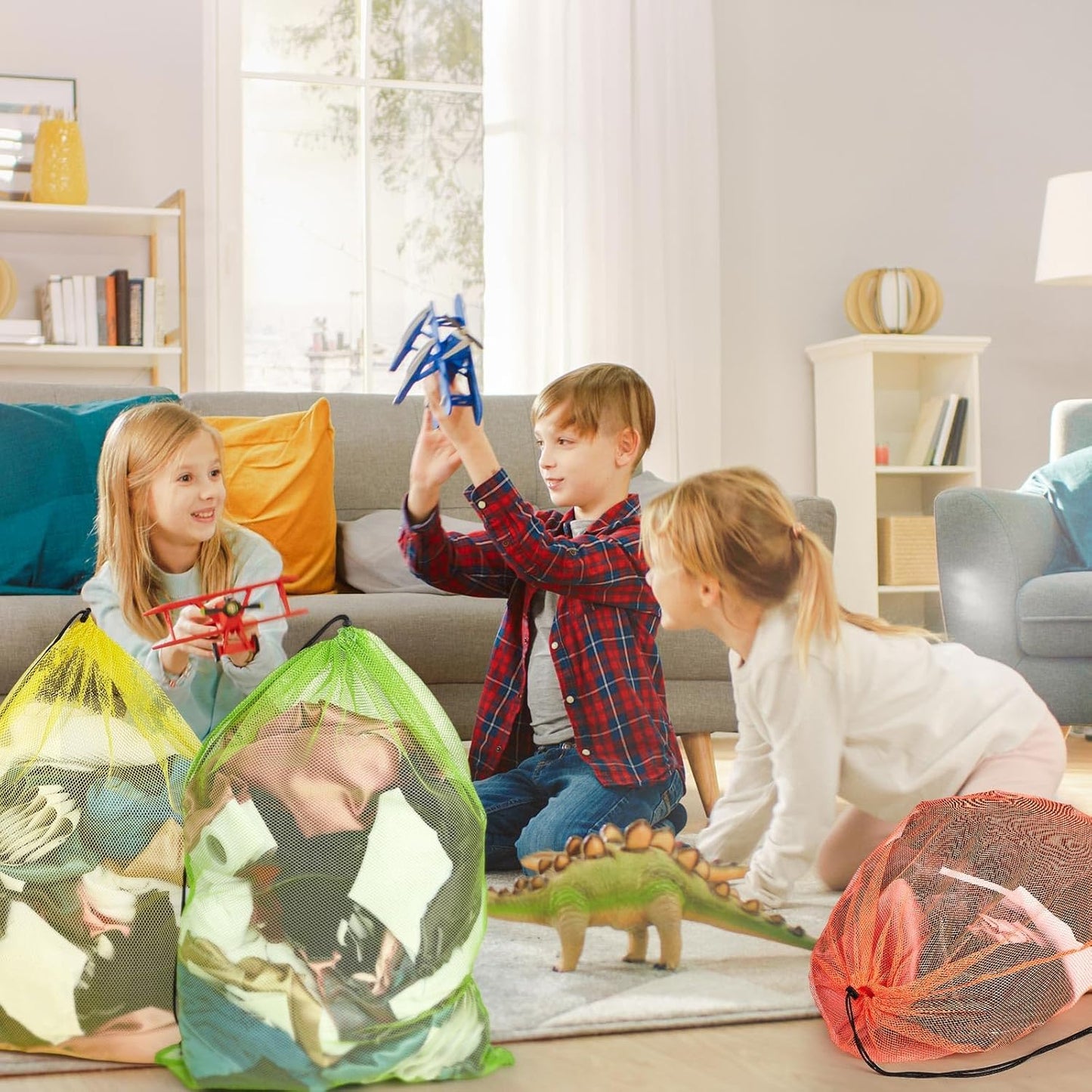 Berlune 12 Pcs Large Laundry Bag Colorful Extra Large Mesh Laundry Bag Bulk with Drawstring Heavy Duty Mesh Machine Washable Drawstring Pouch (38 * 26in)