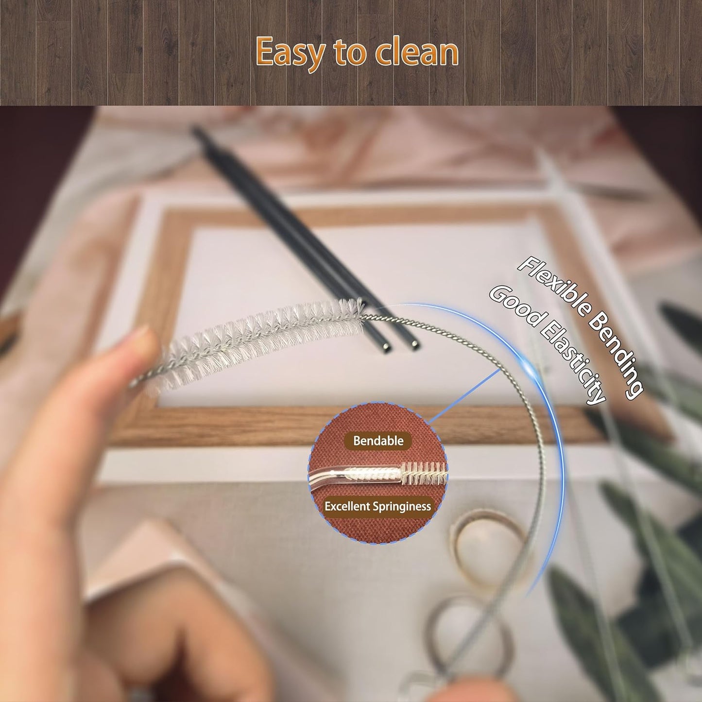 ClDYAUST Straw Cleaner Brush Extra Long 12 Inch, Straw Brush Extra Long with 304 Stainless Steel, Straw Cleaning Brush Extra Long for Baby Bottles, Glass/Silicone Straws Piper Cleaners.