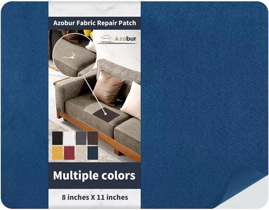 Azobur Velvet Patch,Self-Adhesive Rectangular Flannel Fabric Patch,Multicolor Available Anti Scratch Velvet 8X11 Inch Peel and Stick for Sofas, Automotive Interior, Handbags,and Pillow (Blue)