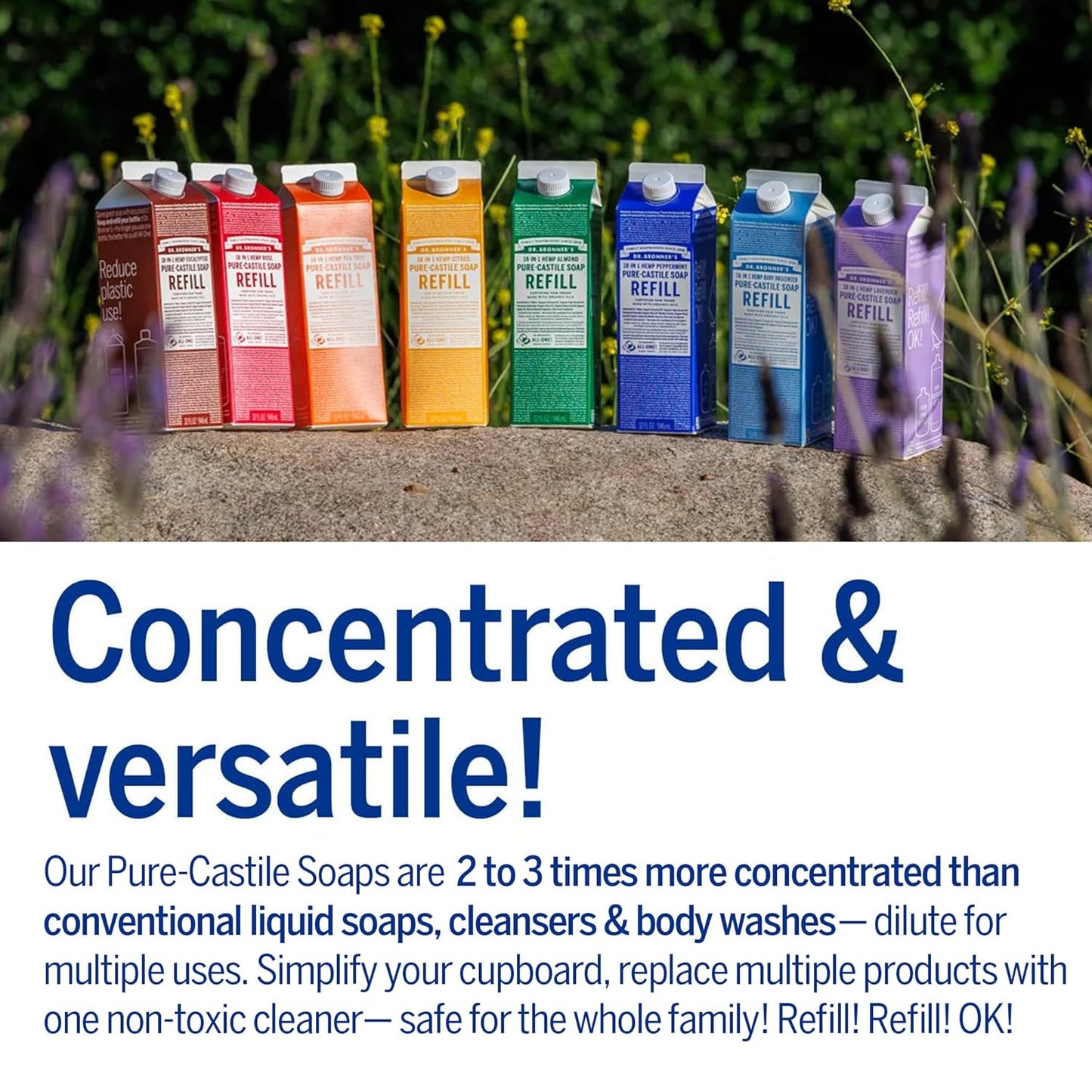 Dr. Bronner's Magic Soap-Pure-Castile Liquid Soap Refill (Tea Tree, 32 ounce, 2-Pack)-Regenerative Organic Certified Oils, For Body, Hair, Laundry & Dishes, Concentrated, Vegan, Non-GMO