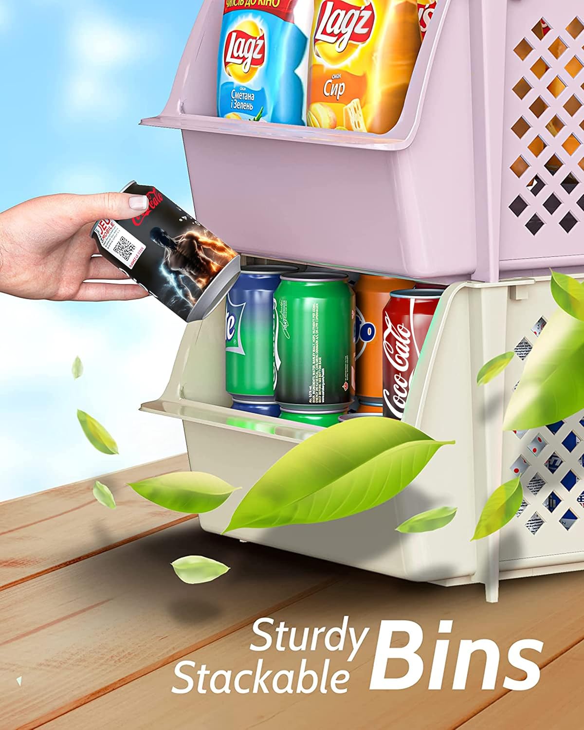 TidyFriend Plastic Stackable Storage Bins for Pantry - 8 Pack Stackable Bins for Organizing Food, Kitchen, and Bathroom Essentials (Multi)