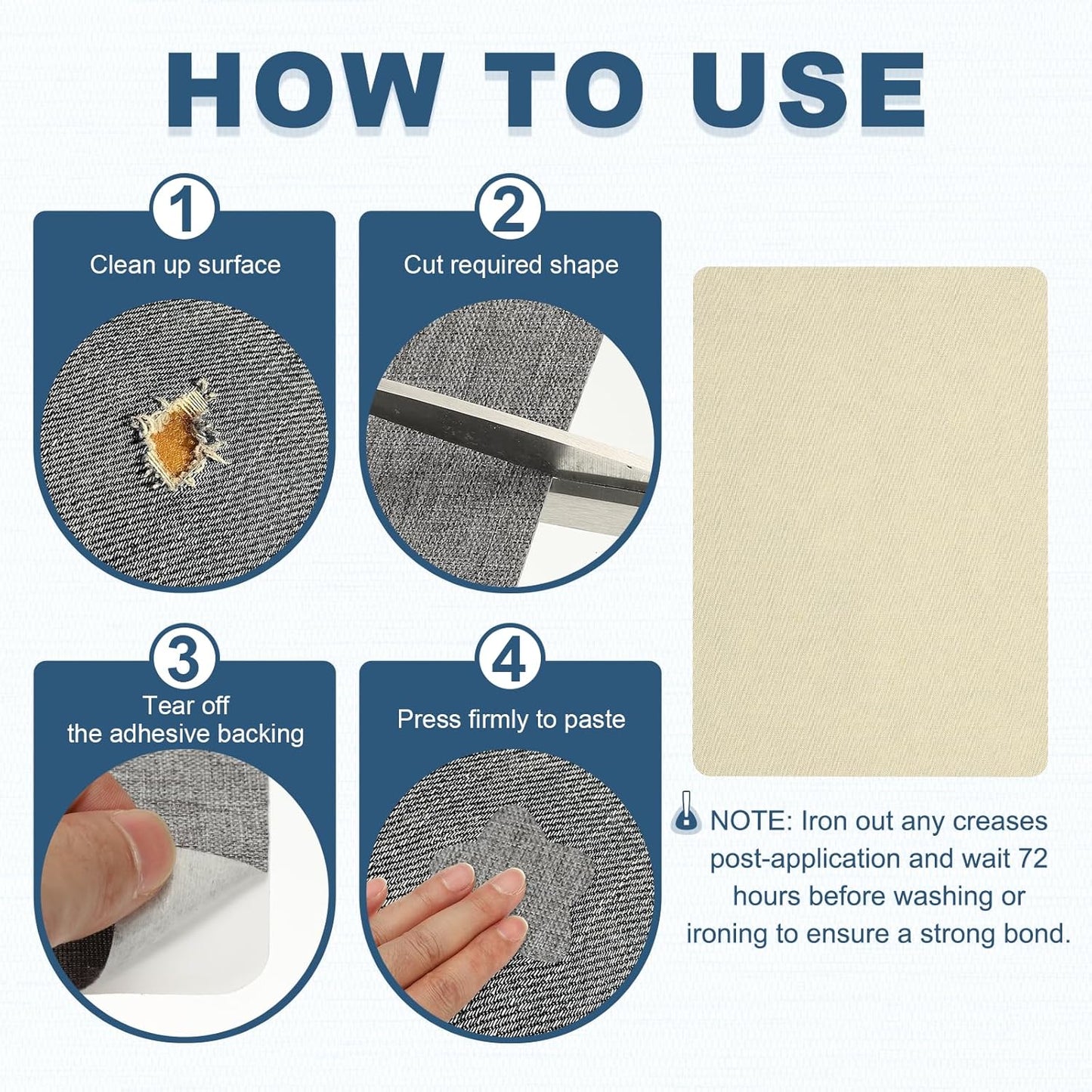 PATIKIL 8x11 Inch Linen Repair Patches, 2Pcs Self-Adhesive Fabric Patch for Sofas Tote Bags Furniture Car Seats Clothes Tents, Beige