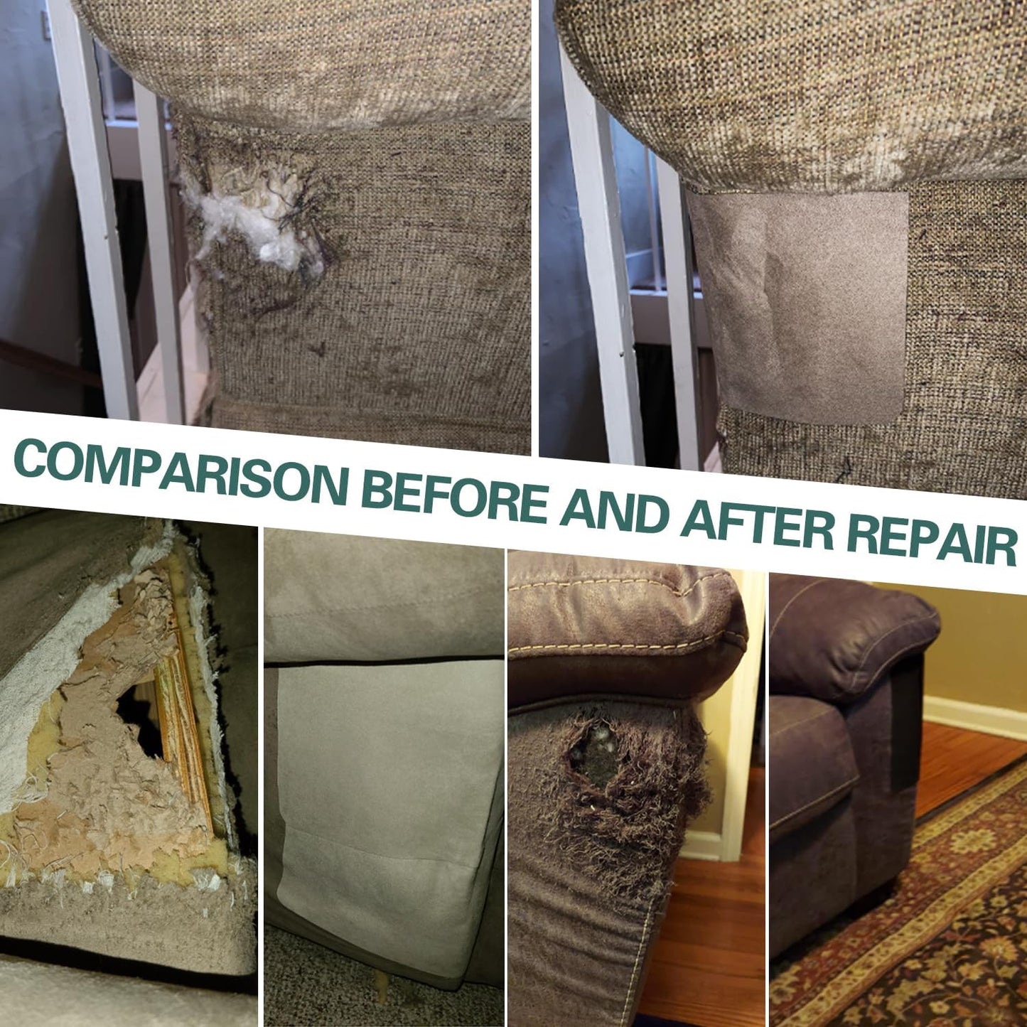 Azobur Couch Patch Repair Fabric,Microfiber Fabric, Self-Adhesive, for Sofa Repair and Upholstery, 2 Pieces, 9.5 x 11 inches (Olive Green)