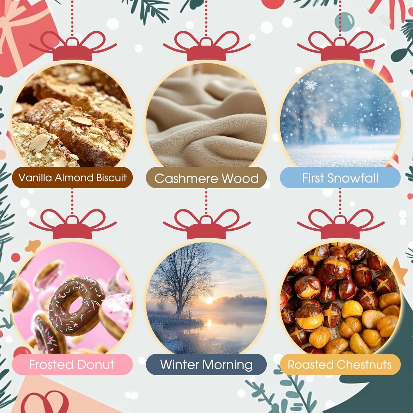 SCENTORINI Christmas Wax Melts, Soy Wax Melts for Wax Warmers Non-Toxic, 12-Pack Scented Wax Cubes Strong Scent, Long Lasting Fragrance Gifts for Christmas