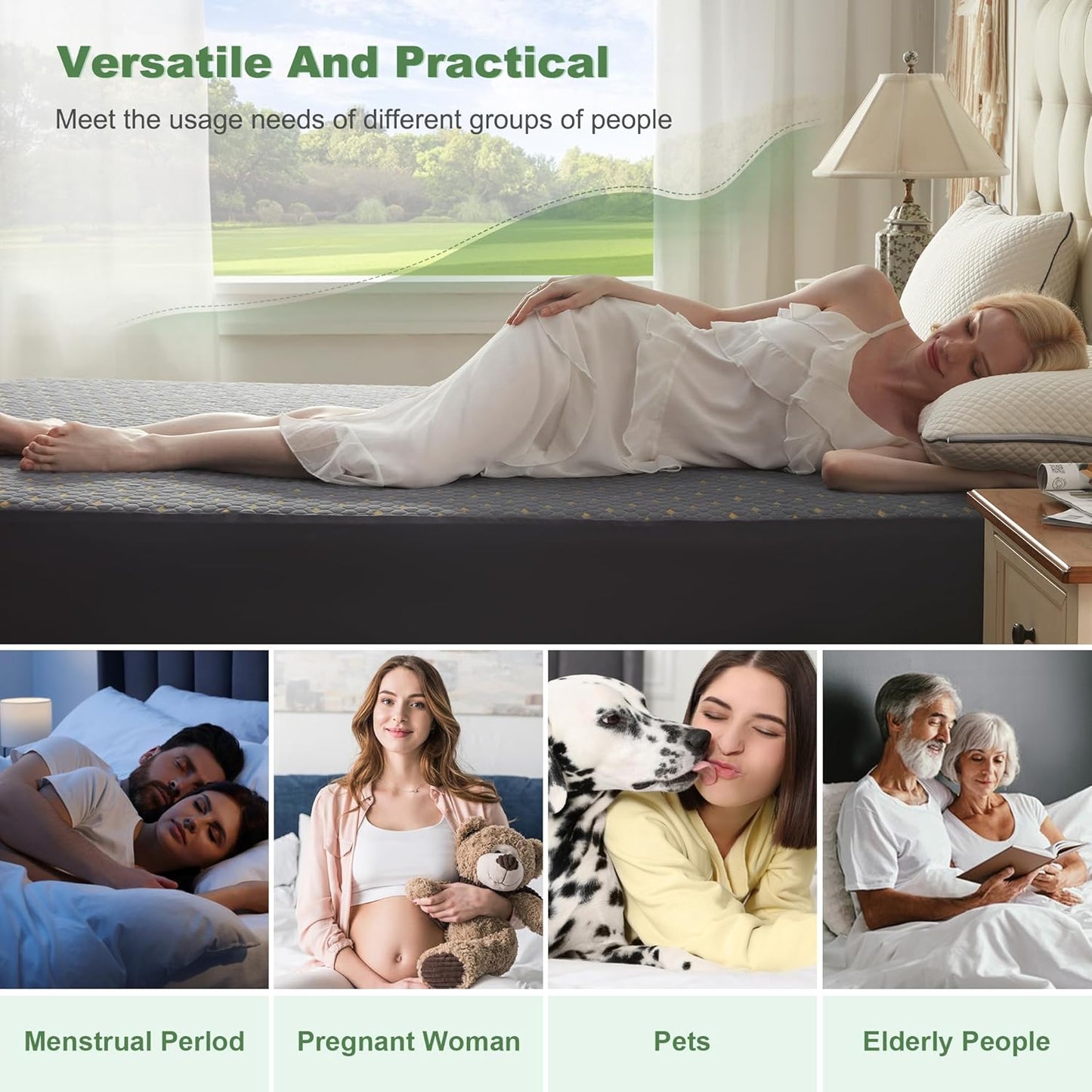 Waterproof Mattress Protector, Twin XL Size Mattress Pad Fitted 6-15" Deep Pocket, 3D Air Fabric Breathable Bed Mattress Cover Noiseless Washable for College Dorm(Carbon Gray)