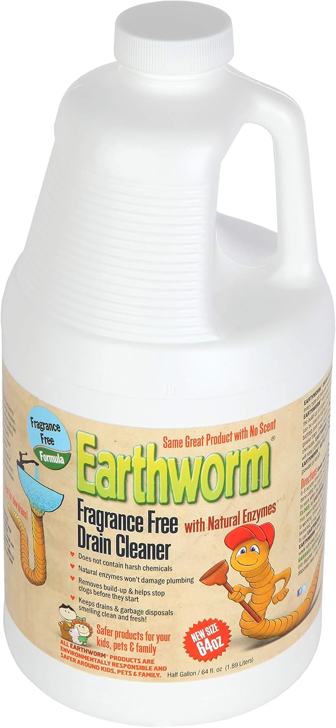 Earthworm Drain Cleaner - Drain Deodorizer - Natural and Family-Safe - 64 fl oz
