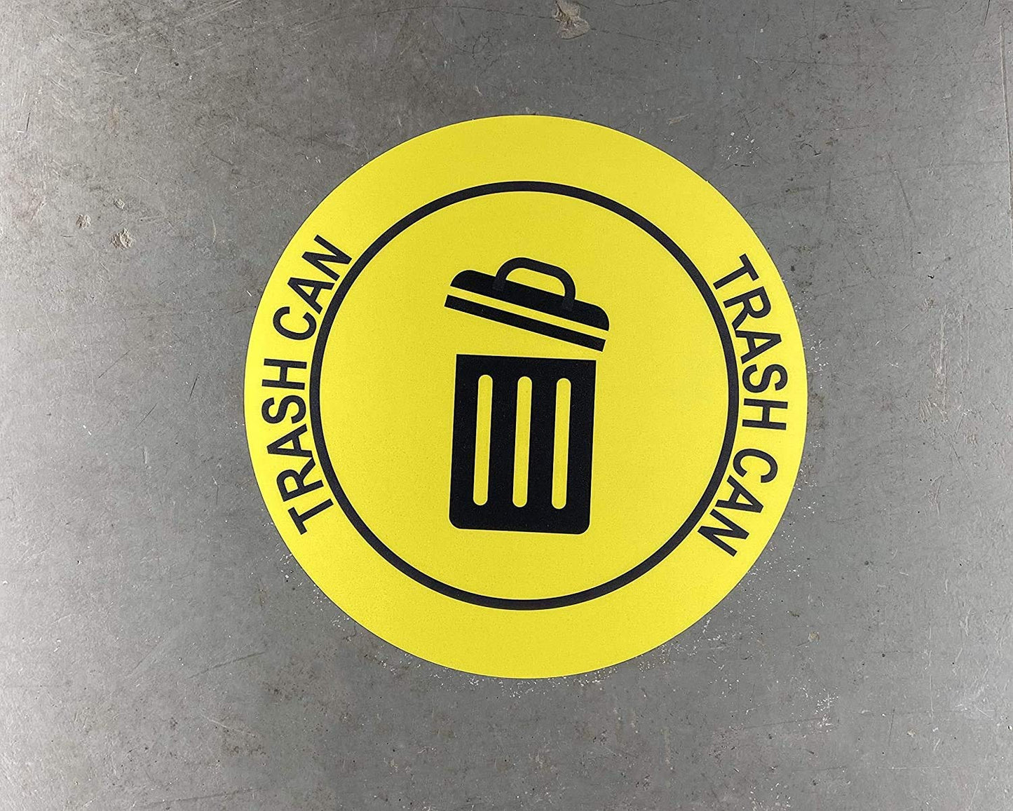 "Trash Can" Durable Laminated Vinyl Floor Sign- Sign by Graphical Warehouse- 5S Safety and Security Signage, Visual Communication Tool (38", Yellow/Black)