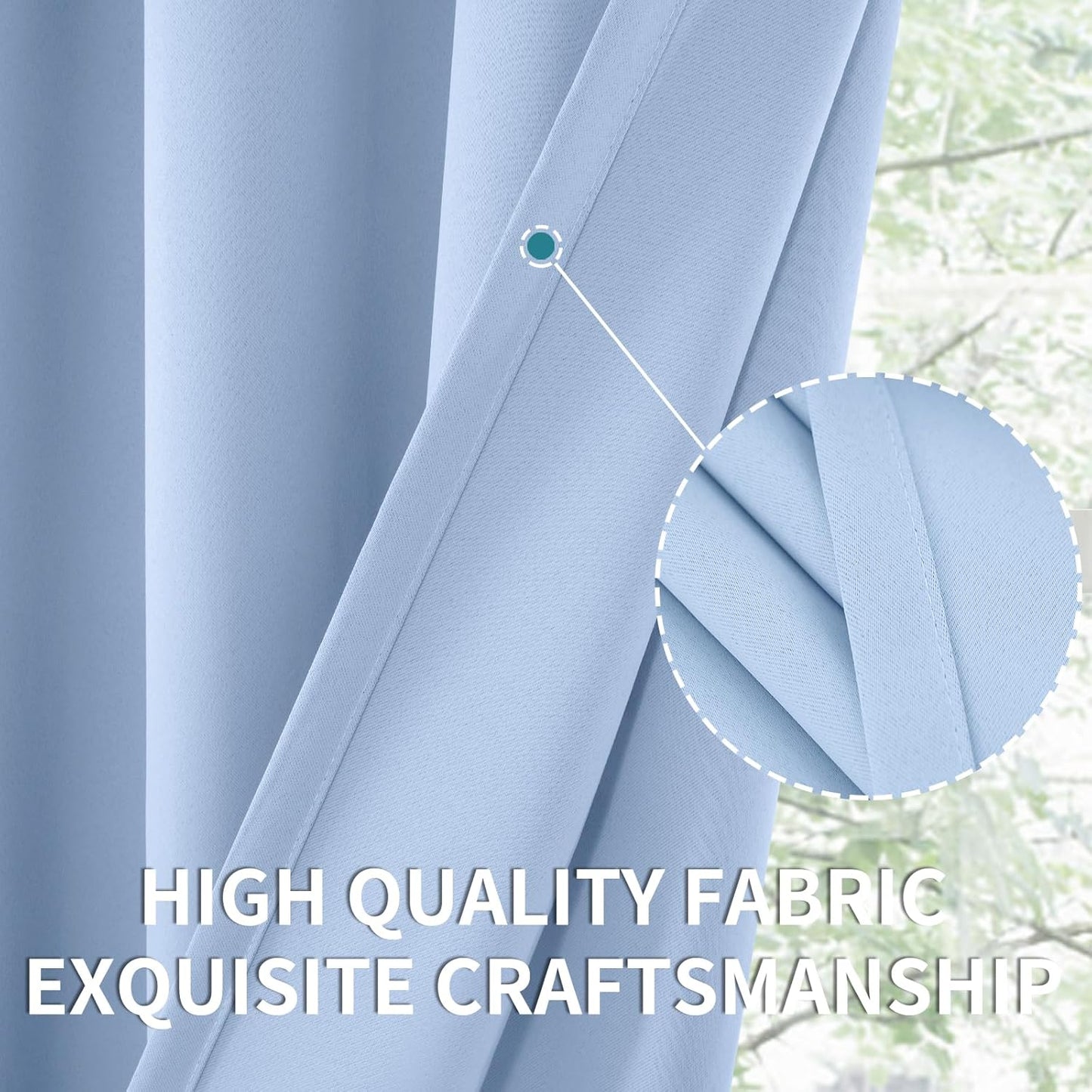 BGment Light Blue Blackout Curtains 36 Inch Length for Kitchen Cafe Window - Short Thermal Insulated Drapes Privacy Protection for Nursery Kids Bedroom Bathroom, 42 x 36 Inch, 2 Panels