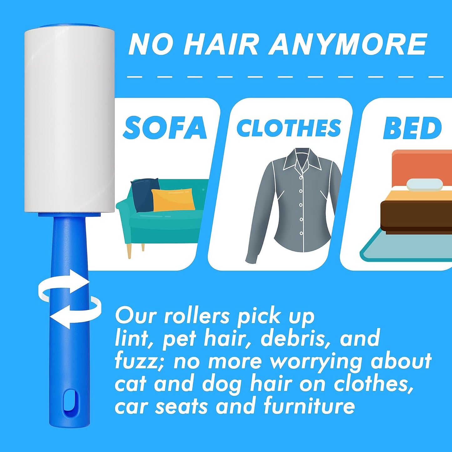 Lint Rollers for Pet Hair Extra Sticky, 800 Sheets Mega Value Set Lint Rollers for Pet Hair Removal, Dog and Cat Lint Remover for Clothes, Furniture, Carpet