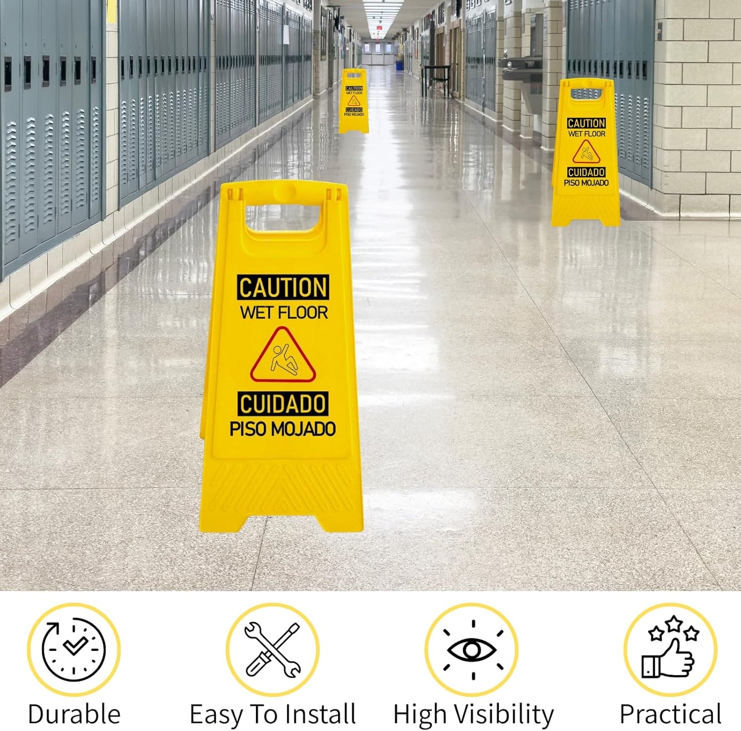 12 Pack A-Frame Caution Wet Floor Safety Signs，Foldable Double Sided Warning Boards for Storefront，Lobby，Mall，Gym，Spa