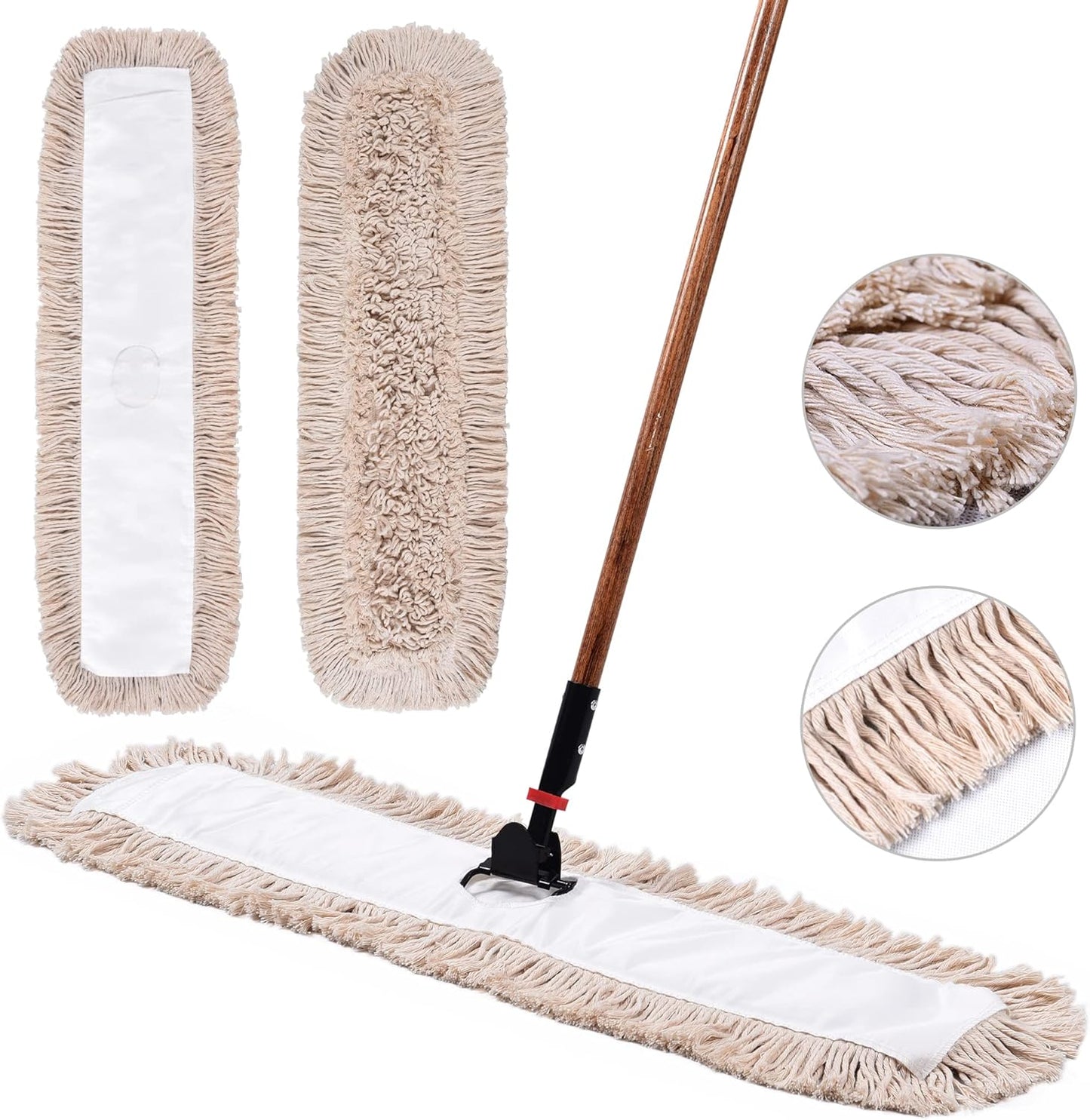Matthew Cleaning 36'' Cotton Dust Mop Refill Washable Thick Tufted Replacement Heads for Residential & Commercial Use Fit All 36'' Dust Mop Frames, Hardwood, Laminate, Concrete Floors 6 Pack
