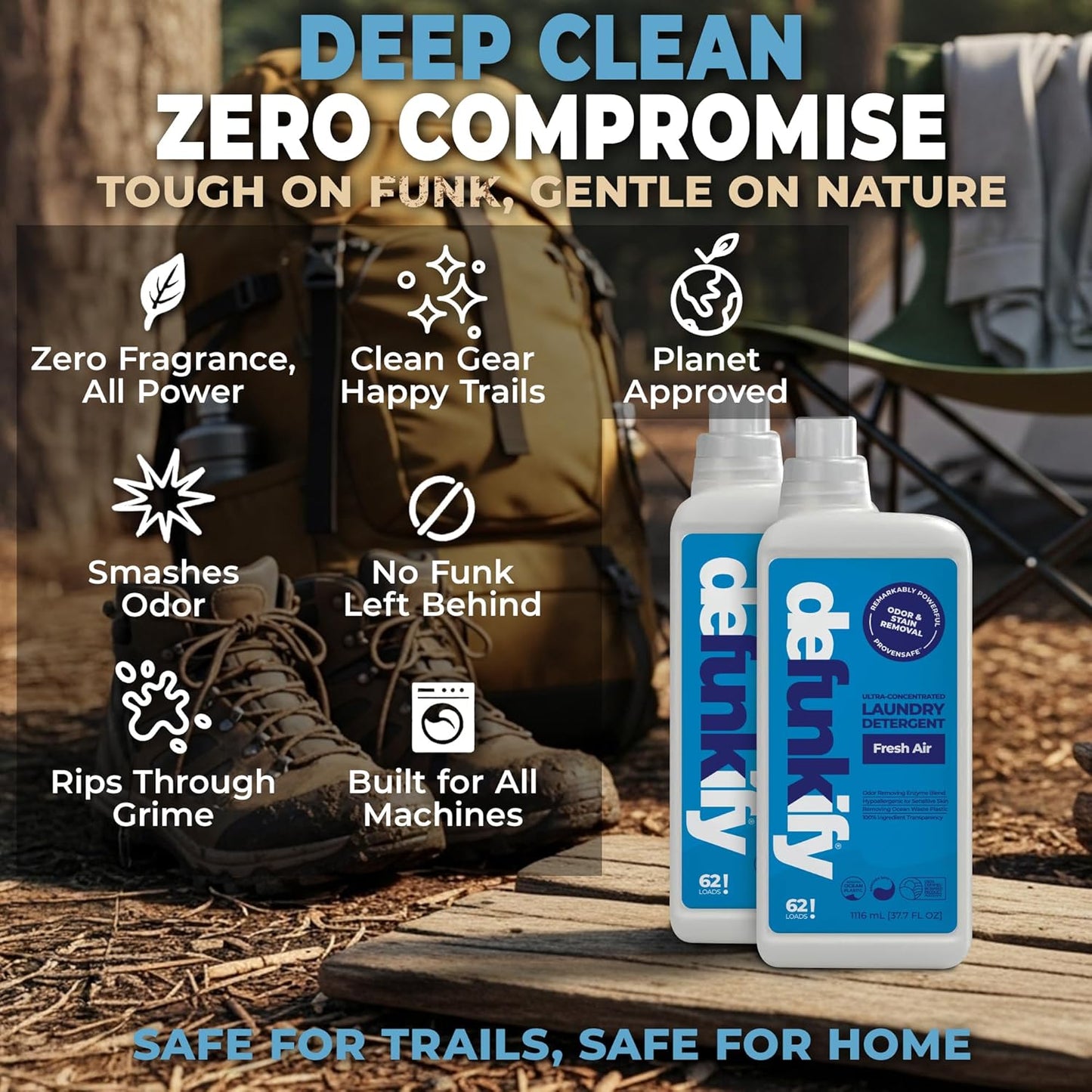 Laundry Detergent 62 Load/37.7 FlOz (2-Pack). 'Fresh Air' Liquid Laundry Detergent for Sensitive Skin. 'ProvenSafe' Laundry Soap Washing Detergent w/Odor & Stain Remover for Activewear & All Fabrics