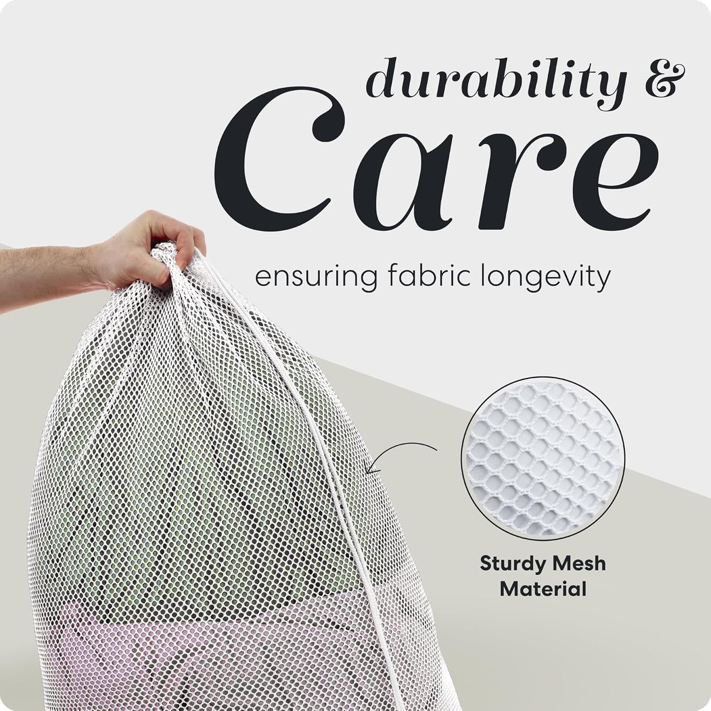Handy Laundry Mesh XL Laundry Bag - Durable, Machine Washable with Secure Drawstring Closure - Perfect for College Dorms, Laundromats, Apartments (White)