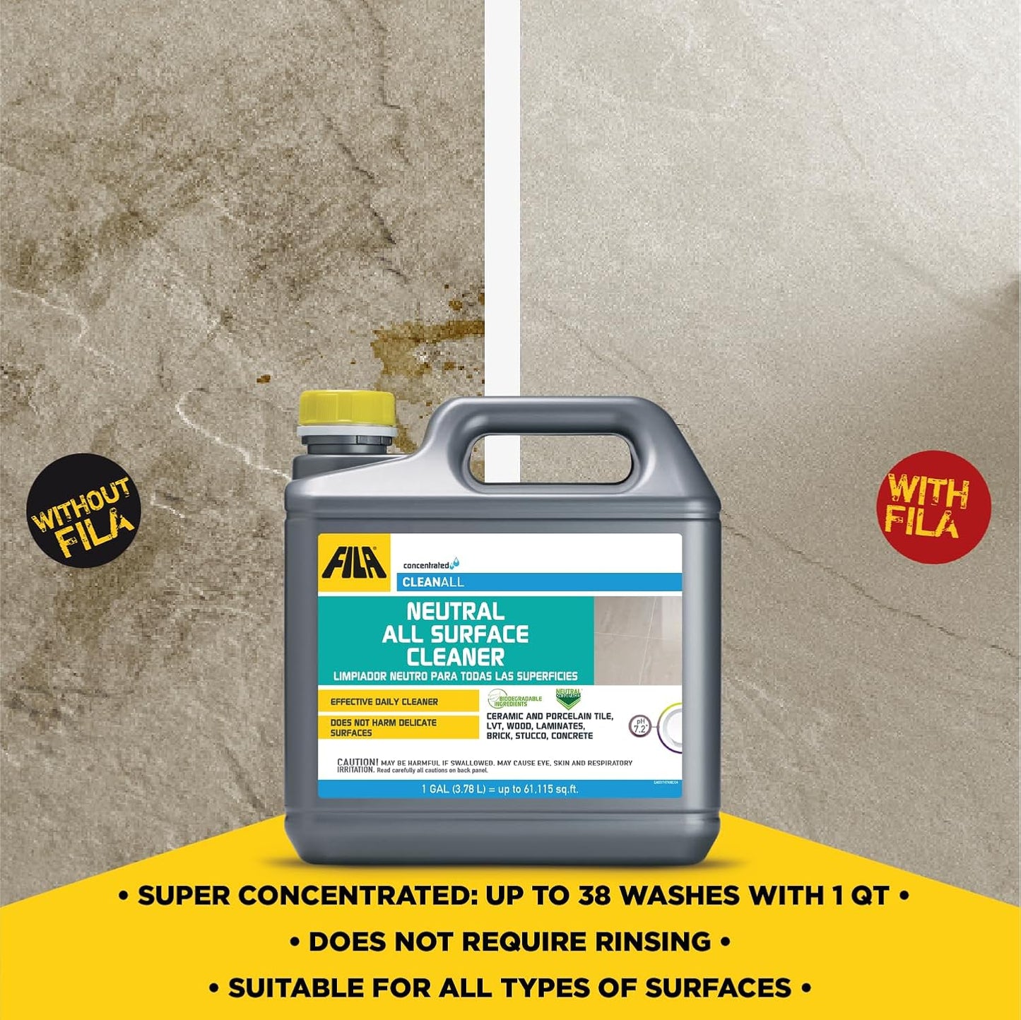 FILA Surface Care Solutions CLEANALL Neutral All Surface Cleaner, 1 Gallon