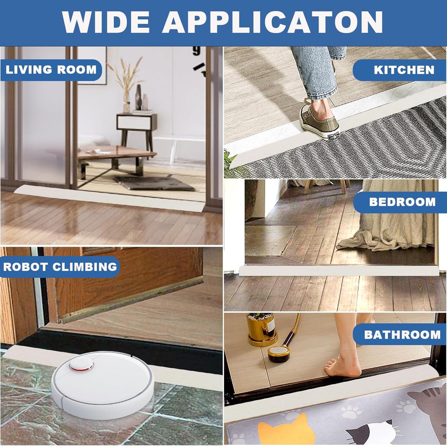Vinyl Door Threshold Flooring Transition Strip Self Adhesive Carpet Edging Strip for Laminate Doorway Edge Threshold from 2/5" to 3/5" (Beige Wood Grain, 3.3 Ft)