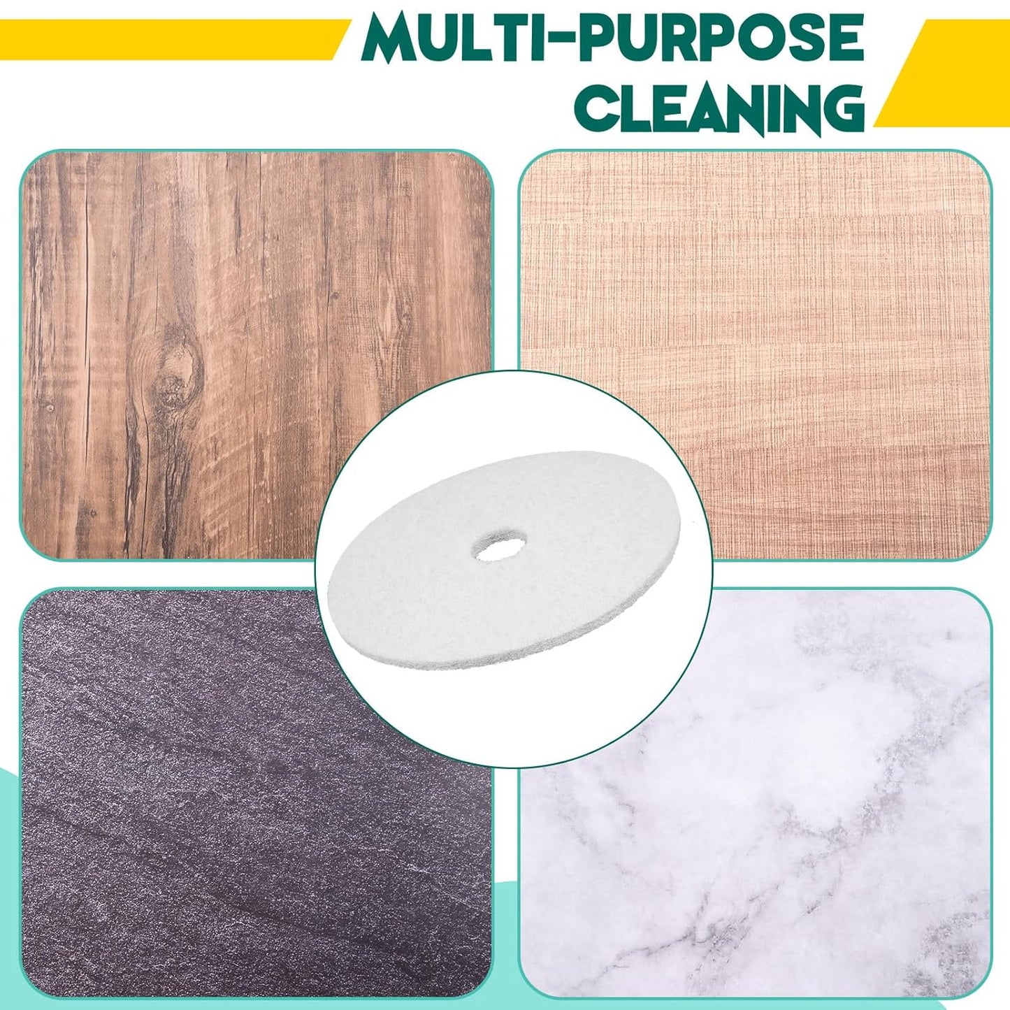 2 Pcs 12" White Scrubbing Pads Commercial Cleaning Orbiter Pads-Maintenance Non Woven for Floor Buffer Machine