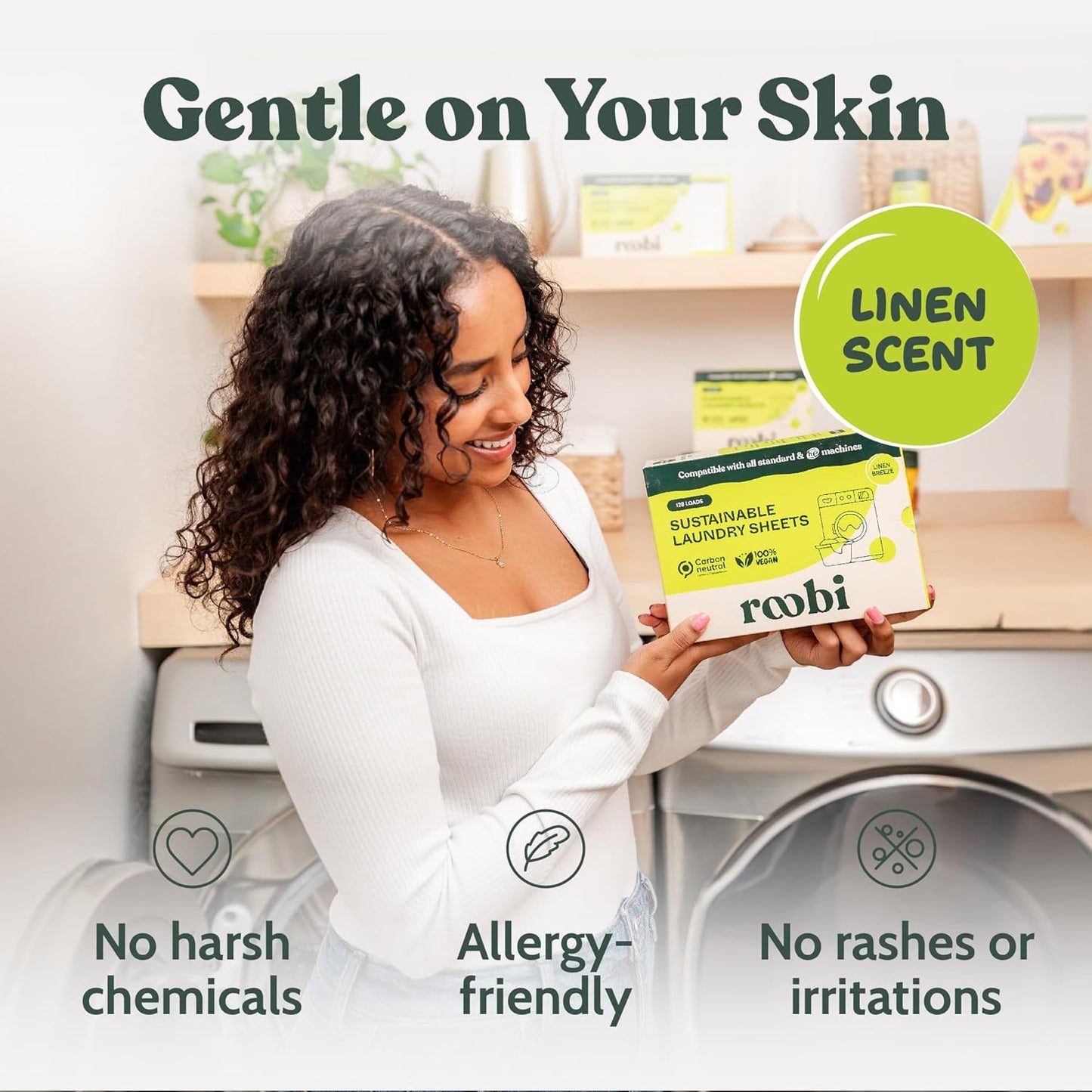 Roobi Laundry Detergent Sheets. Up to 128 Loads, Liquidless Detergent. Carbon Neutral, 100% Vegan & Sustainable Linen Breeze Scent.