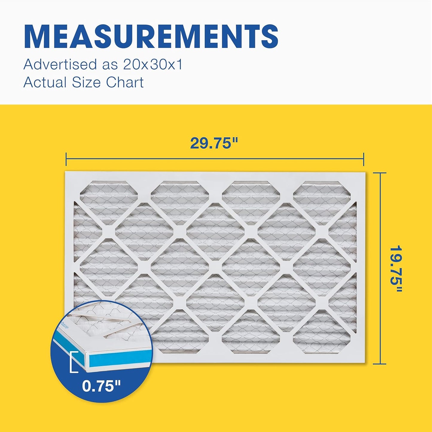 Aerostar 20x30x1 MERV 13 - 6 Count - Pleated HVAC, Furnace & Air Conditioner Filters - Removes Bacteria, Dust, Cold & Flu Germs, Lint, Mold, Pet Dander, Allergy-Causing Pollen, Smog, Smoke & Viruses