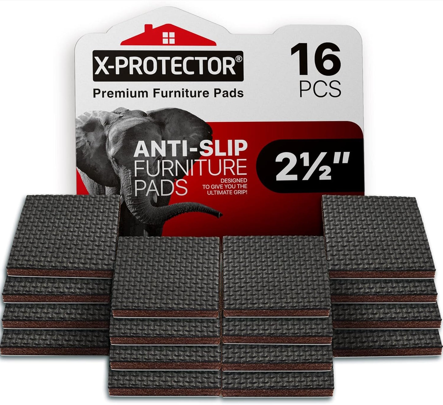 Non Slip Furniture Pads X-PROTECTOR – 16 PCS Furniture Grippers 2 1/2" - Ideal Self-Adhesive Rubber Feet for Furniture Feet – Non Skid Furniture Pads Floor Protectors – Keep Furniture in Place!
