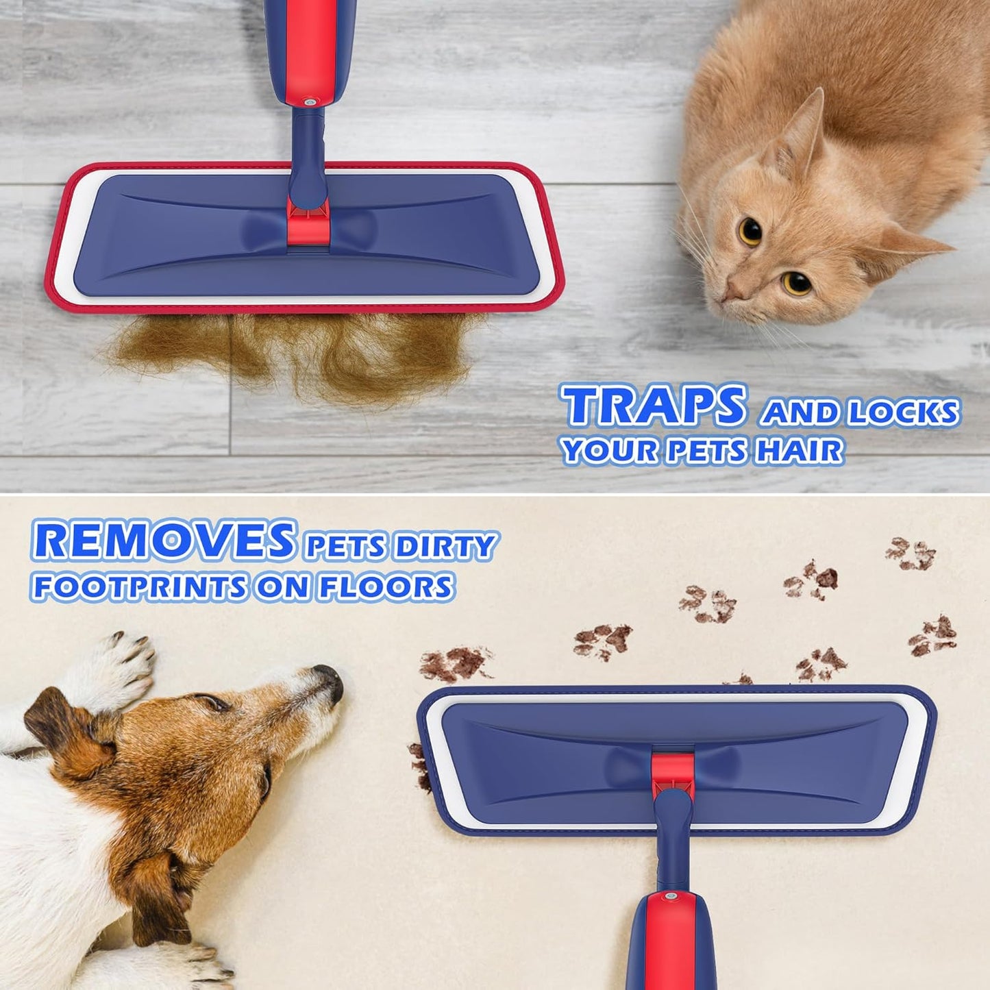 Wet Dust Mops for Hardwood Floor Cleaning - MEXERRIS Spray Mops with 4X Reusable Washable Pads 2X Bottles Microfiber Wood Floor Mop Home Commercial Use for Hardwood Wood Laminate Ceramic Tiles