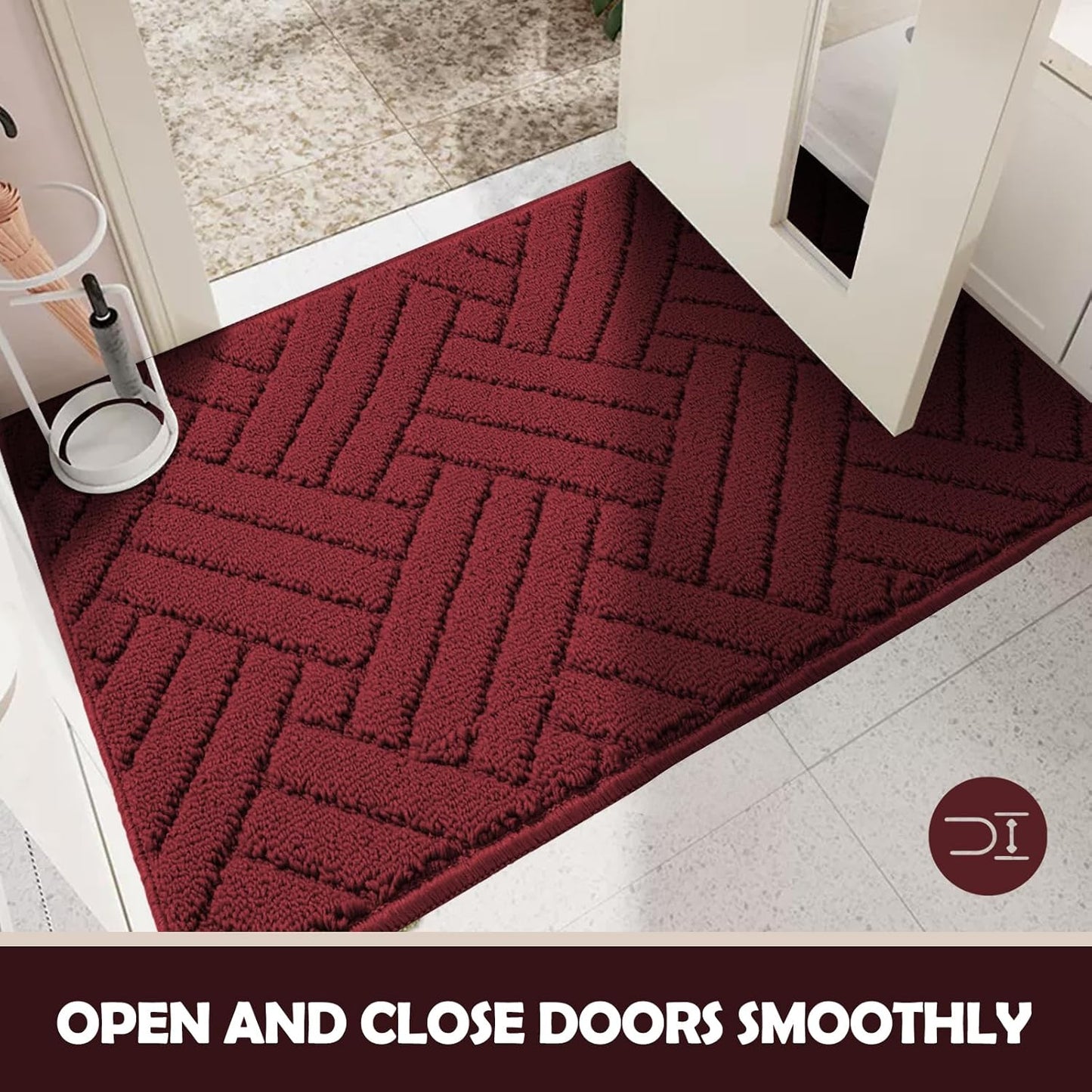 Door Mat Indoor Doormat, Entryway Rug Door Mats Non-Slip Rubber Backing,Heavy Duty Low-Profile Entrance Rugs, Absorbent Resist Dirt Doormats Floor Door mat for Entryway,Red 36"x59"