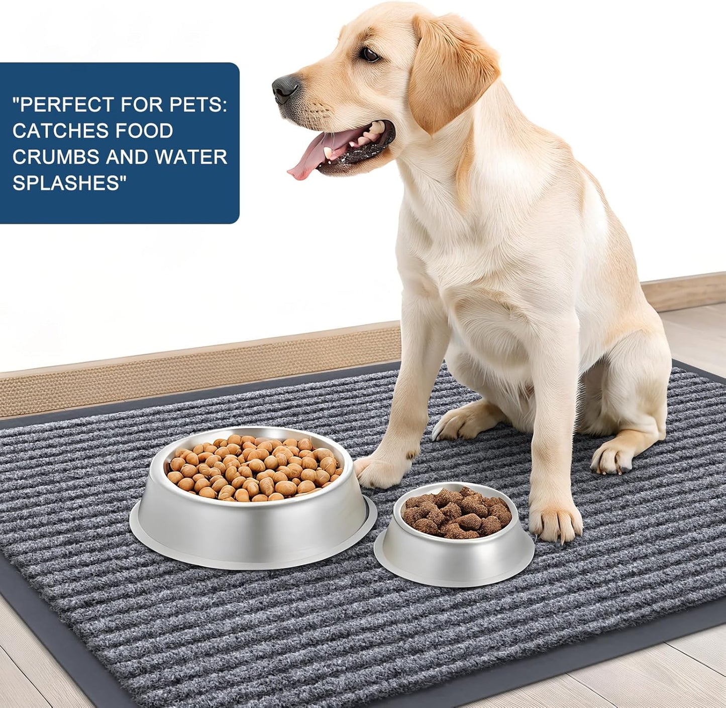 OLANLY Front Door Mat Indoor Outdoor Entrance, Waterproof Heavy Duty Doormat, Fade Resistant, Low Profile, Easy Clean Patio Porch Welcome Floor Mats for Entry, 40x32, Light Gray