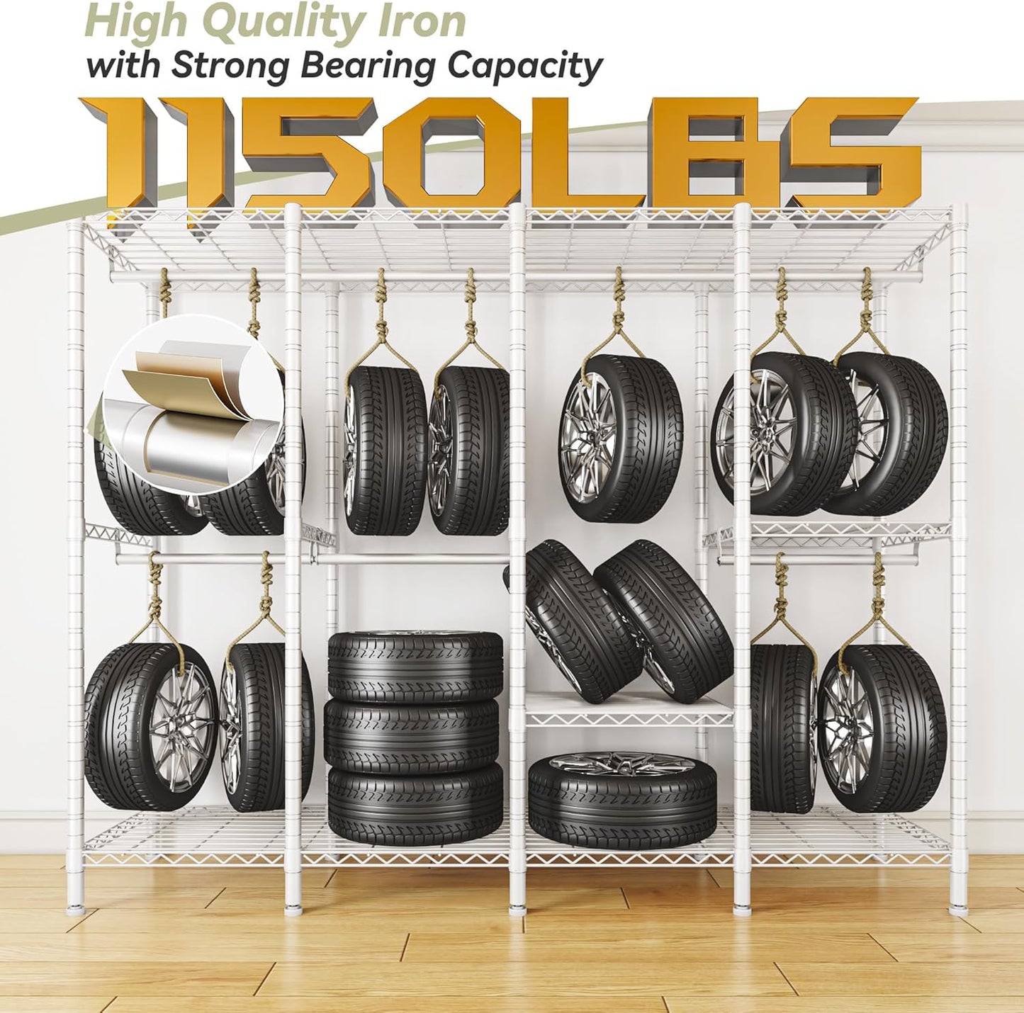 Raybee Clothes Rack with Cover,1150LBS Heavy Duty Clothing Rack for Hanging Clothes,Adjustable Portable,18" D x 76" W x 77" H,White