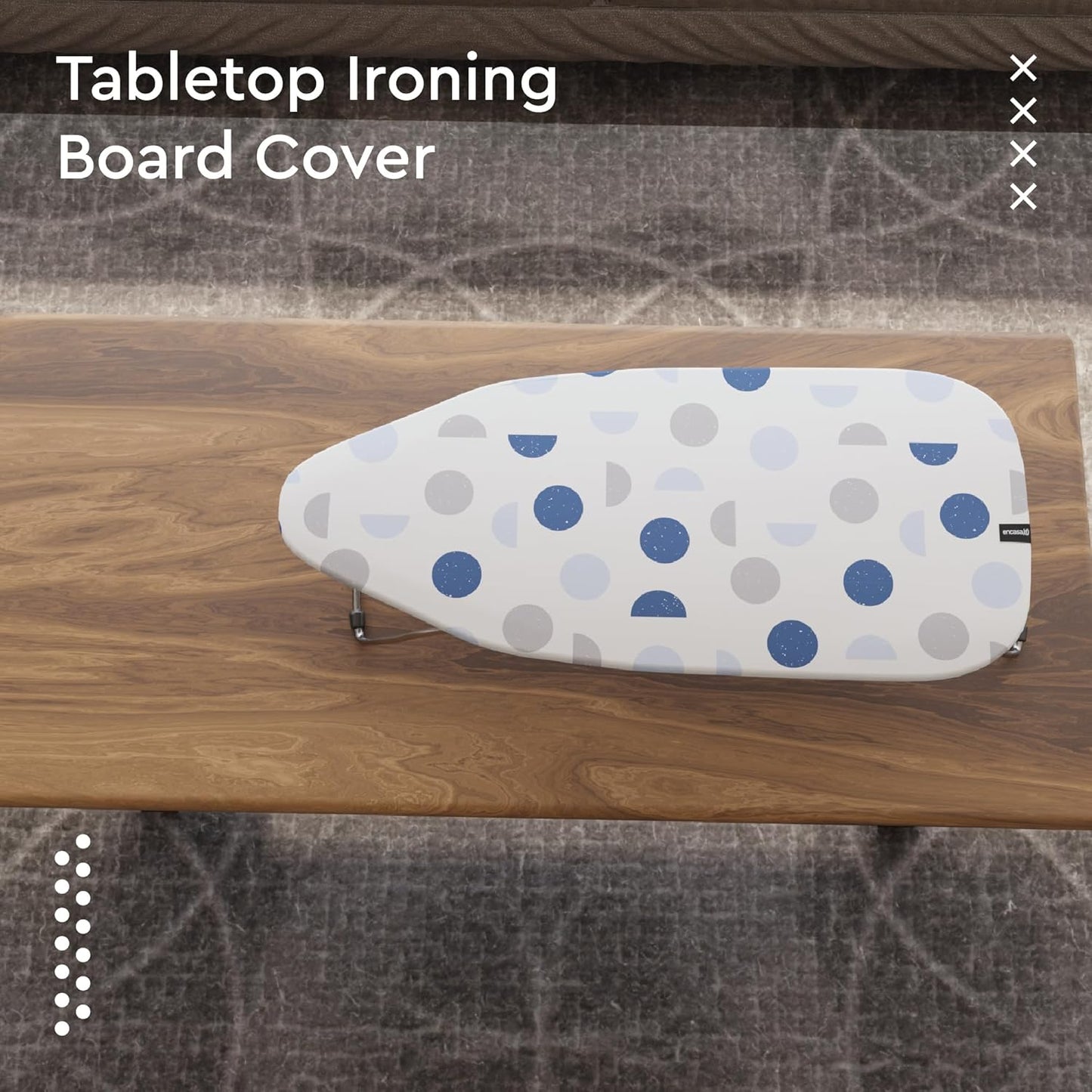 Encasa XO Ironing Board Cover and Pad 28"x12" - Thick 3mm Felt Padding, Drawstring Tightening & Lock, Easy Fit, Scorch & Stain Resistant, Fits Mini Ironing Board - Blue Moon