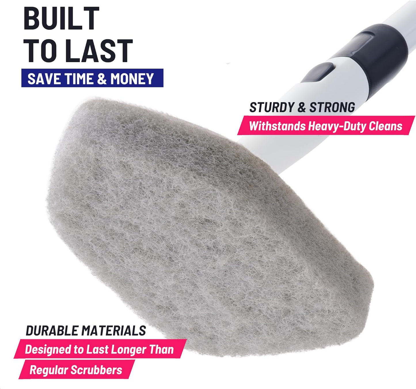 Replacement Scrubber Refill for Moku Home Extendable Tub Tile Shower Brush for Cleaning Non-Scratch (2X Scrubber Sponge Gray)