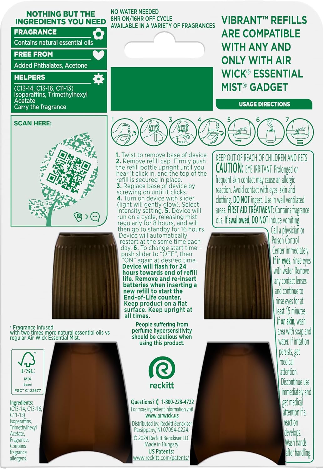 AIR WICK Essential Mist Twin Refill – White Sage & Mahogany (2x.67) oz.