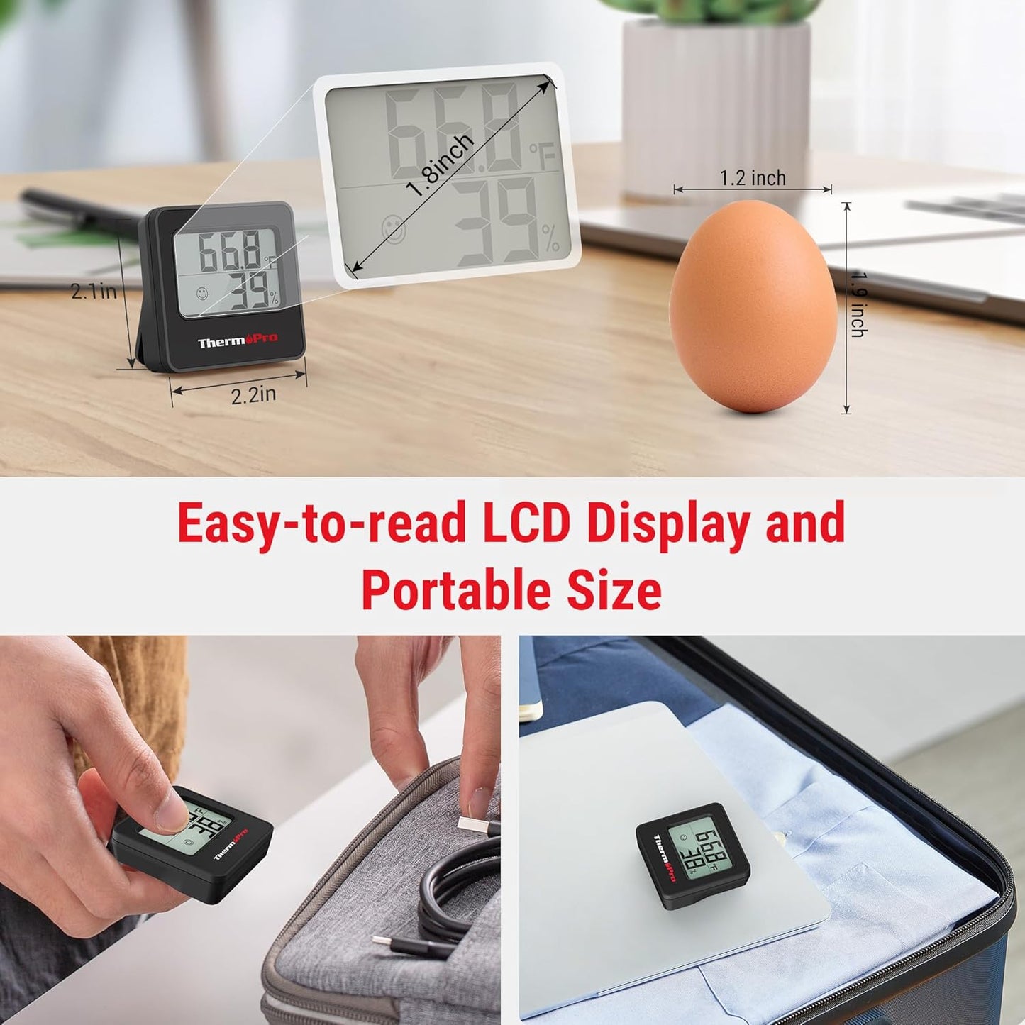 ThermoPro TP157 3 Pack Hygrometer Indoor Thermometer for Home, Room Thermometer Humidity Meter with Accurate Temperature Humidity Sensor for Greenhouse Baby Room Office