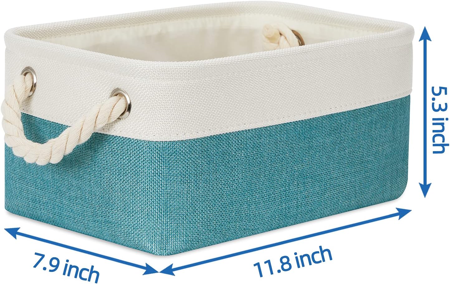 Temary Small Fabric Basket Shelf Storage Bins for Organizing 6 Pcs Decorative Baskets for Gifts Empty Collapsible Small Storage Bins for Home, Closet(Teal,11.8 L x 7.9 W x 5.3 H inches)