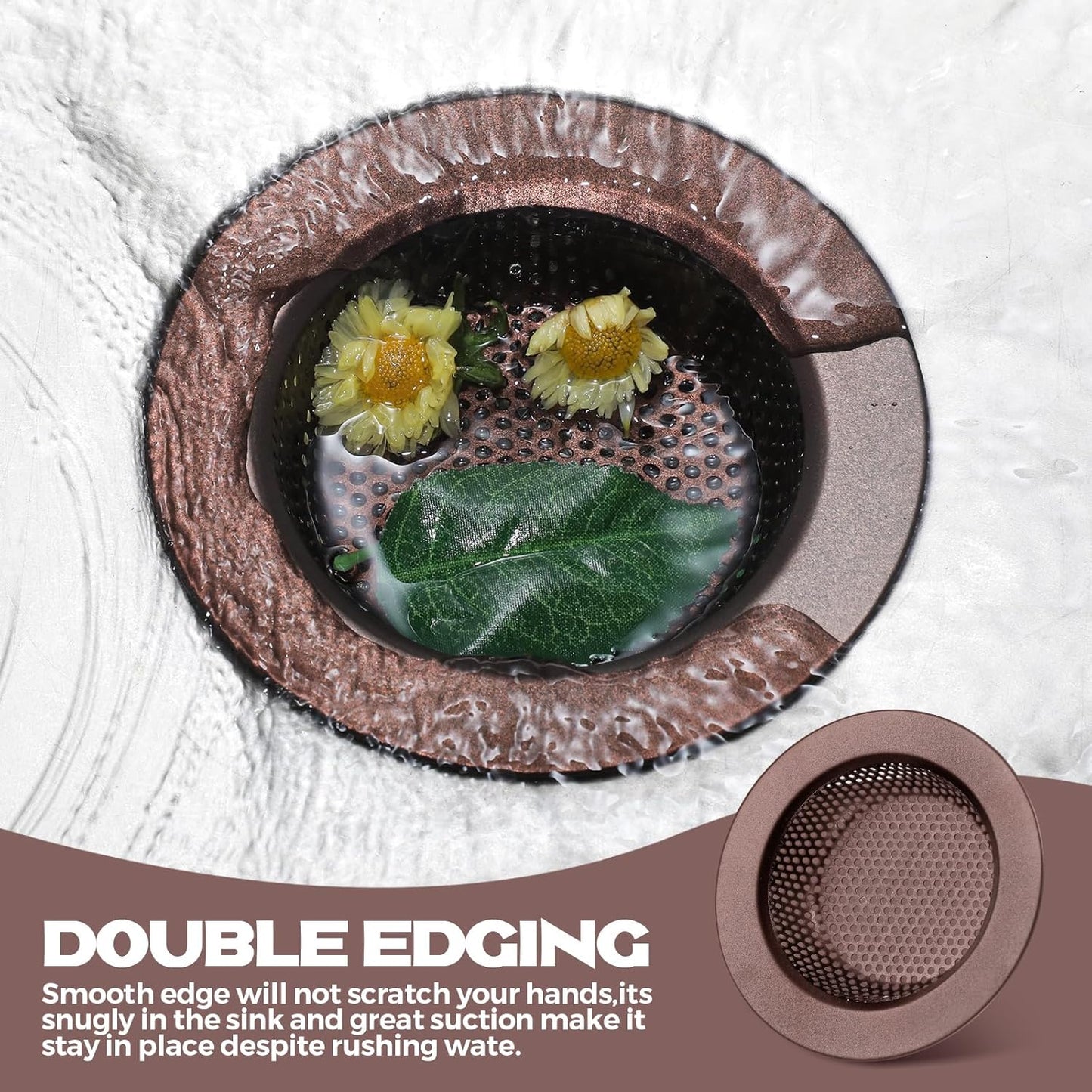 Retisee 2 Pcs Sink Strainer Stainless Steel Kitchen Sink Drain Strainer Basket Cover Mesh Hair Food Catcher, Large Wide Rim of 4.4 Diameter(Oil Rubbed Bronze)