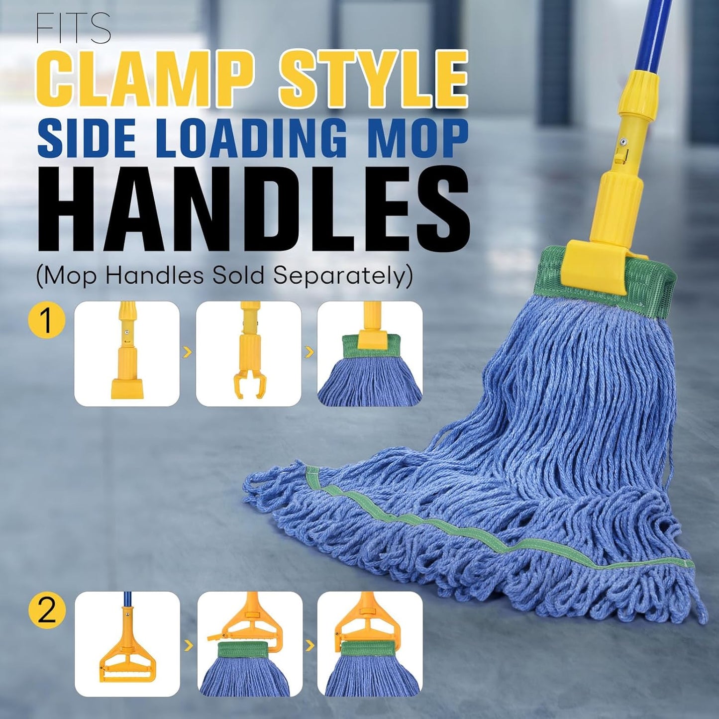 Matthew Cleaning Commercial Mop Head Replacement, 5 Inch Wide Headband, Looped End Cotton Blend String Wet Mops for Floor Cleaning, 18 oz Medium, 1-Pack Blue