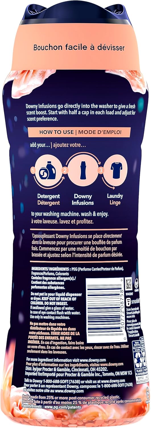 Downy Infusions In-Wash Laundry Scent Booster Beads, BLISS, Sparkling Amber and Rose, 18.2 oz