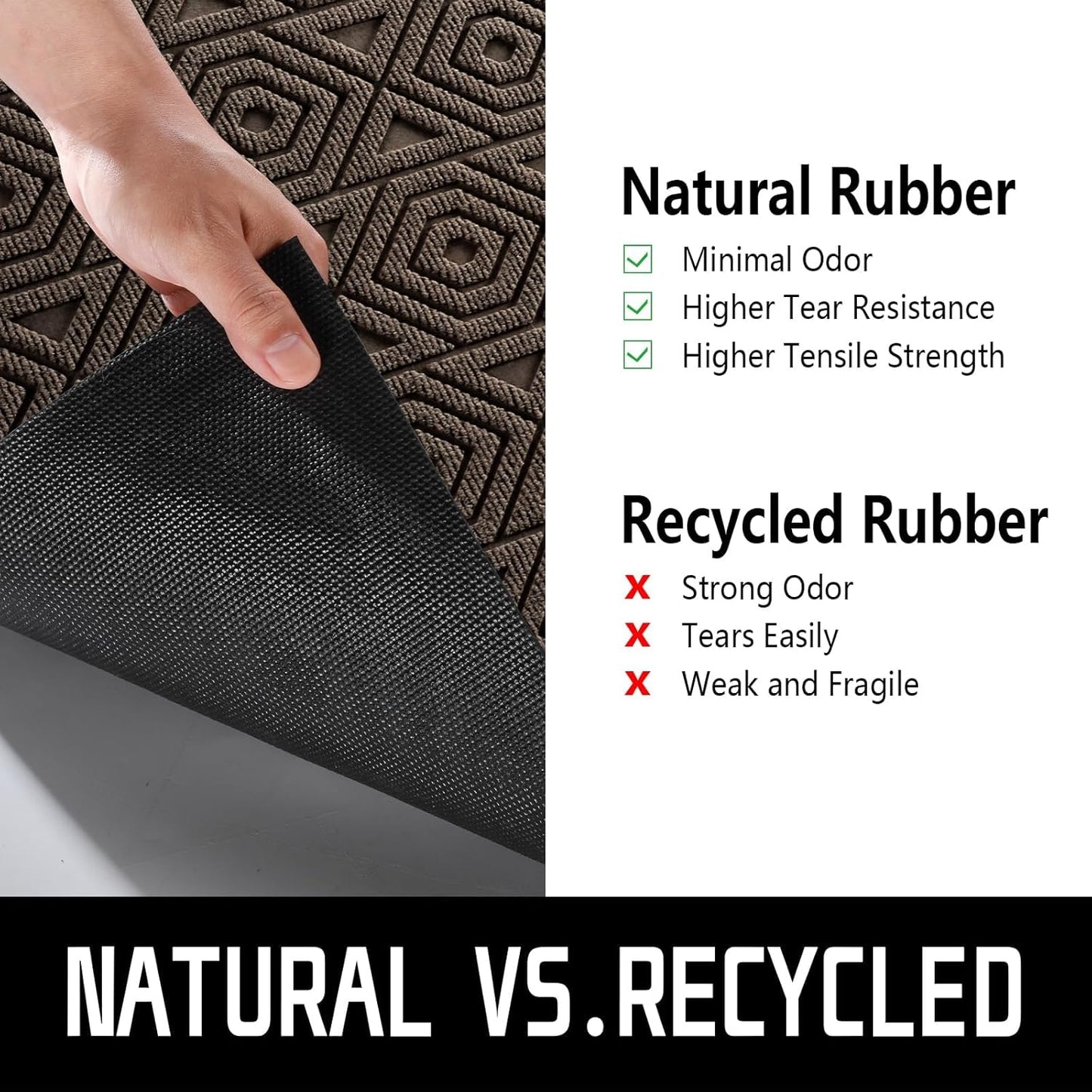 Yimobra Door Mat, Outdoor Indoor Entrance Welcome Mat, Heavy Entry Front Door Mat, Stain & Fade Resistant, Low Profile, Sturdy Rubber, Easy Clean Patio Floor Mat, Waterproof, 47 x 24, Brown