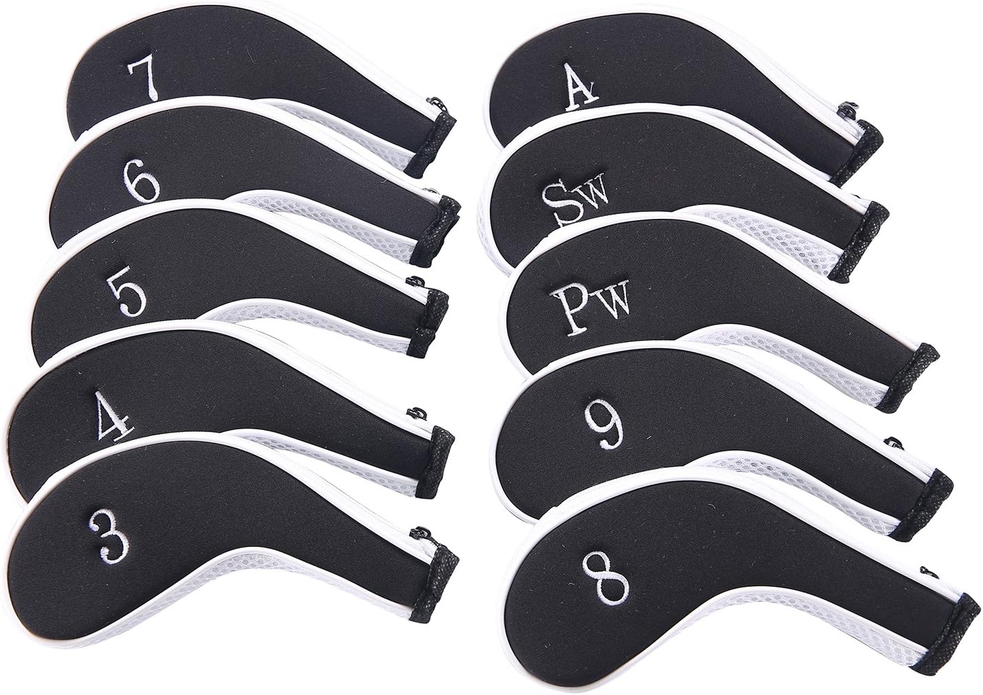 Sword &Shield sports Neoprene Zipper Golf Club Iron Head Covers Iron Covers 10pcs/Set