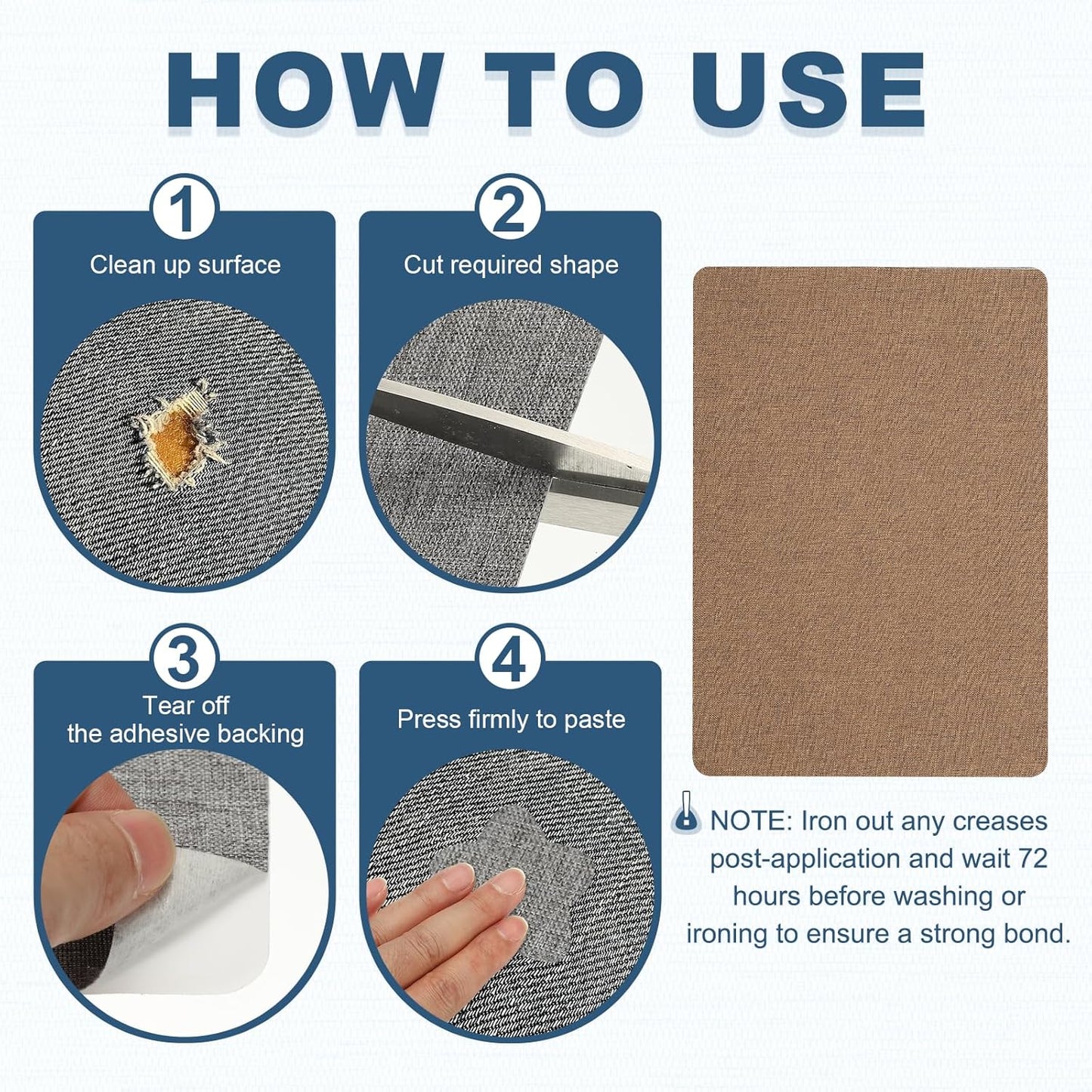 PATIKIL 8x11 Inch Linen Repair Patches, 2Pcs Self-Adhesive Fabric Patch for Sofas Tote Bags Furniture Car Seats Clothes Tents, Brown