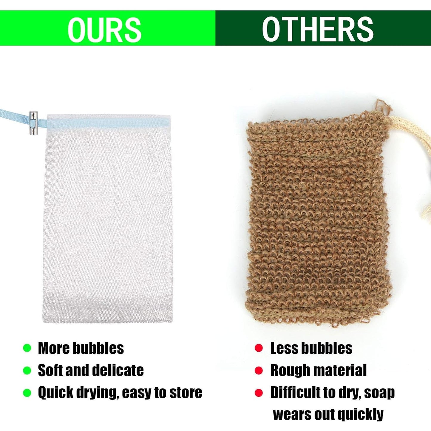 Cobahom Soap Bag 6 Pack 6 x 3.5 Inch Mesh Foaming Net Soap Sack Bags Soap Saver Pouch Net Bags with Drawstring for Bath & Shower （Blue）