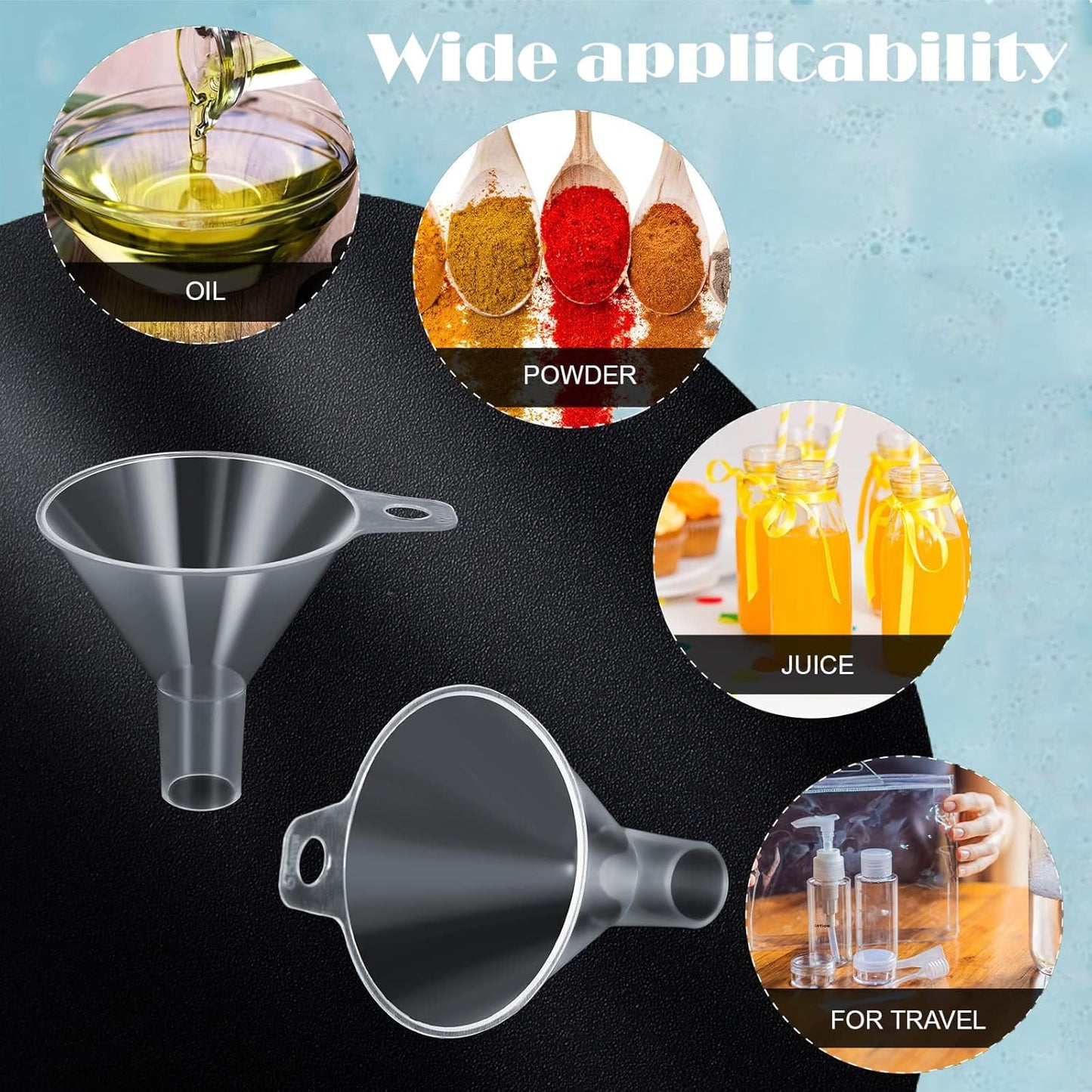 Mini Plastic Funnel for Filling Bottles,Small funnels for Filling Small Bottles for Filling Sand Water Powder Essential Oils Perfumes Kitchen Bath Garage,Wide Mouth Funnel