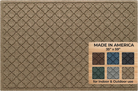 WaterHog Heavy Duty Doorway Mat, 3' x 5', Made in USA, Durable & Skid-Resistant Entryway Mat, Water-Trapping, Indoor/Outdoor Decorative Floor Covering, Cordova Collection, Khaki/Camel