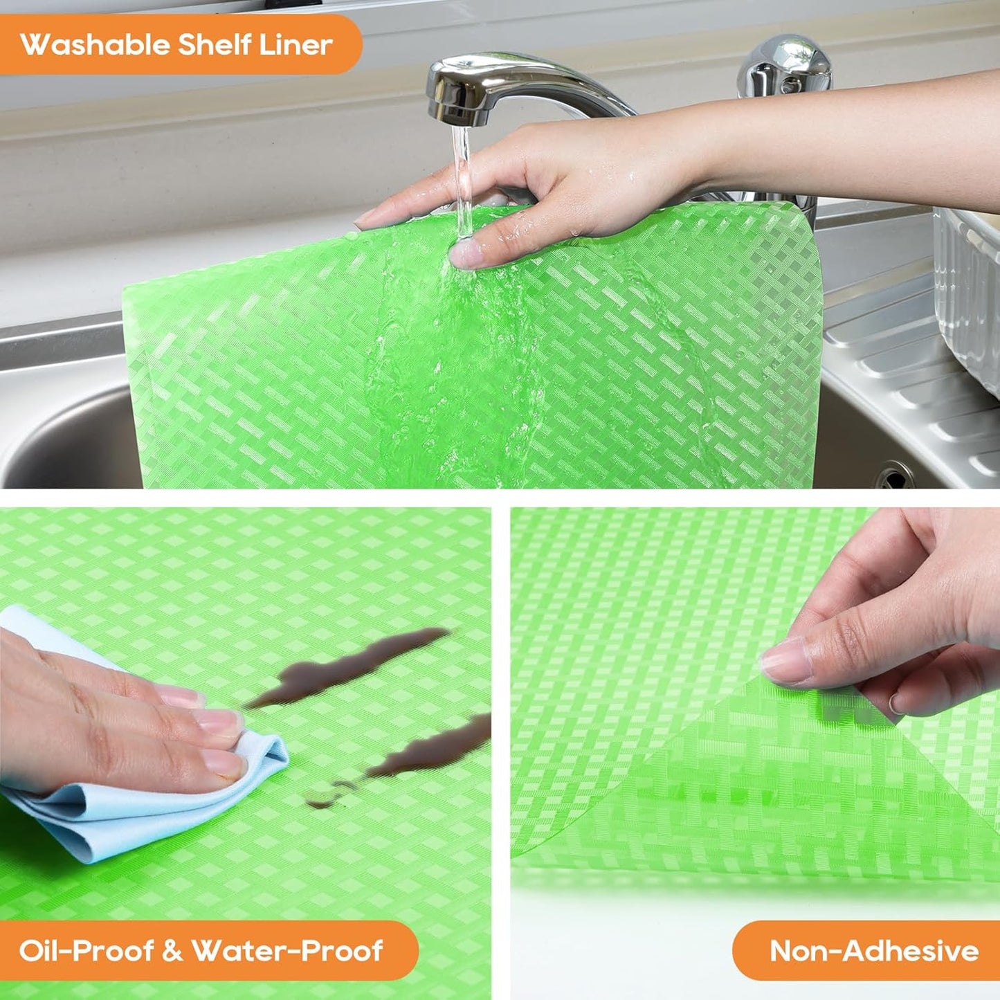 Fridge Liner Shelf Liners for Kitchen Cabinet Refrigerator Liners Waterproof & Oil-Proof Kitchen Cupboard Liner Non Adhesive Drawer Mats EVA Material for Shelves -Green 11.8 x 59 Inches