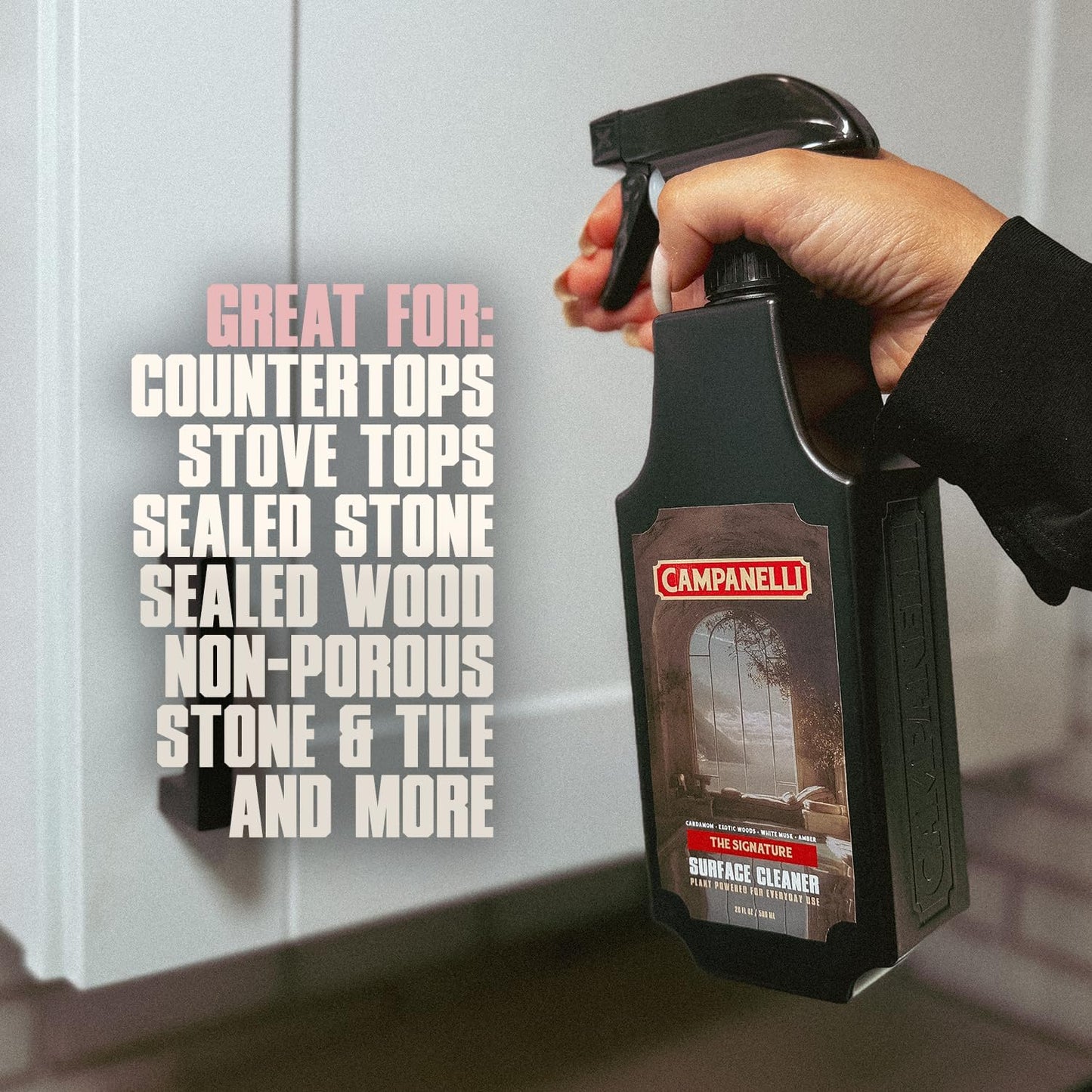 CAMPANELLI Multi-Purpose Surface Cleaner for Kitchen, Bathroom, Hard Surfaces - Plant-Powered, Scented - 20 oz, The Signature