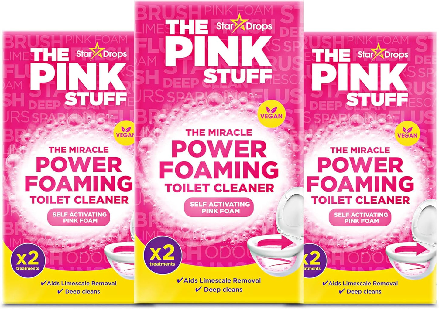Stardrops The Pink Stuff Miracle Power Foaming Toilet Cleaner – Self-Activating Formula for Deep Cleaning, Stain Removal, and a Fresh Shine – Bathroom Essential