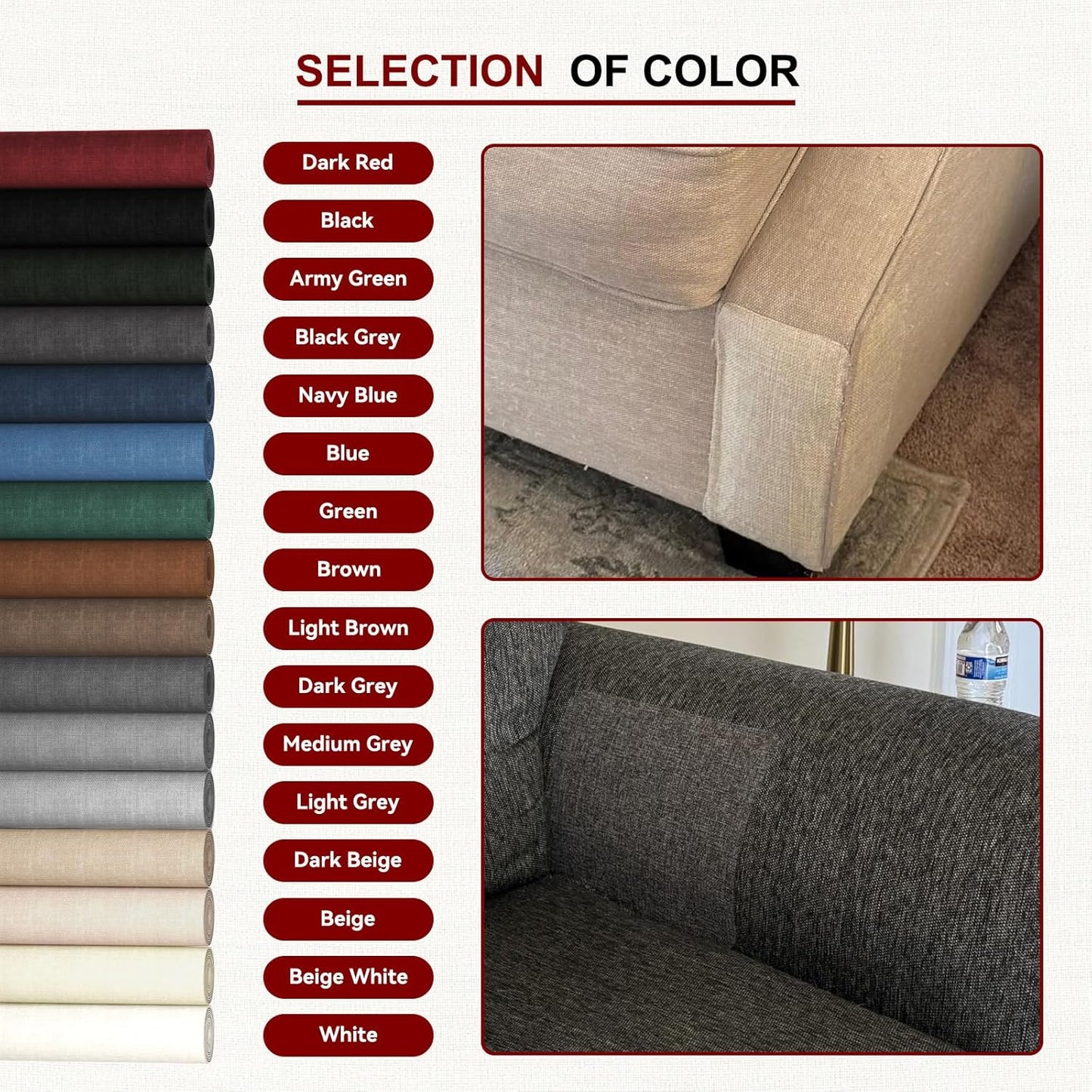 Linen Repair Tape 16x90 inch, Self Adhesive Fabric Patches, Linen Patch Tape Kit, Fabric Repair Tape for Couch Sofas, Headboards, Chairs, Pillows, Curtains, Couches - Beige