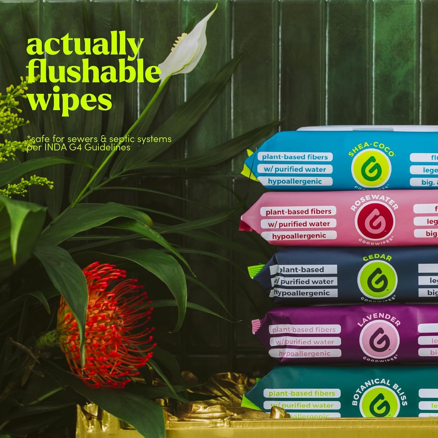 goodwipes Flushable Butt Wipes - Vitamin E & Aloe - Sewer & Septic Safe - Extra Large Adult Wet Wipes For Women & Men - Bathroom Essentials - Shea Coco, 418 Count (8 Packs + 1 Travel)